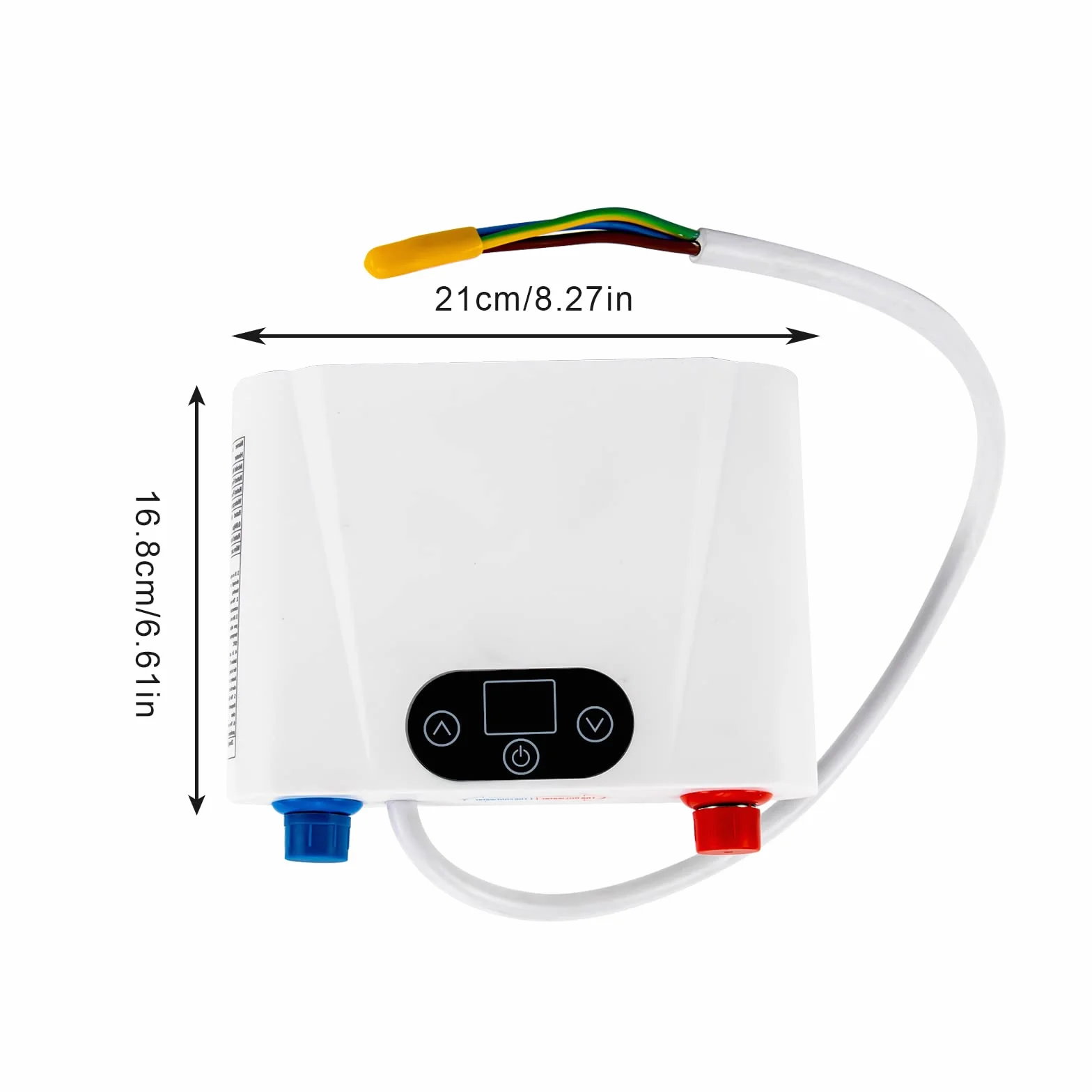 Elektryczny mały przepływowy podgrzewacz wody ABS + odlew aluminiowy, elektroniczny podgrzewacz wody, wodoszczelny, IPX4, mini urządzenie kuchenne ze wskaźnikiem temperatury LED do kuchni