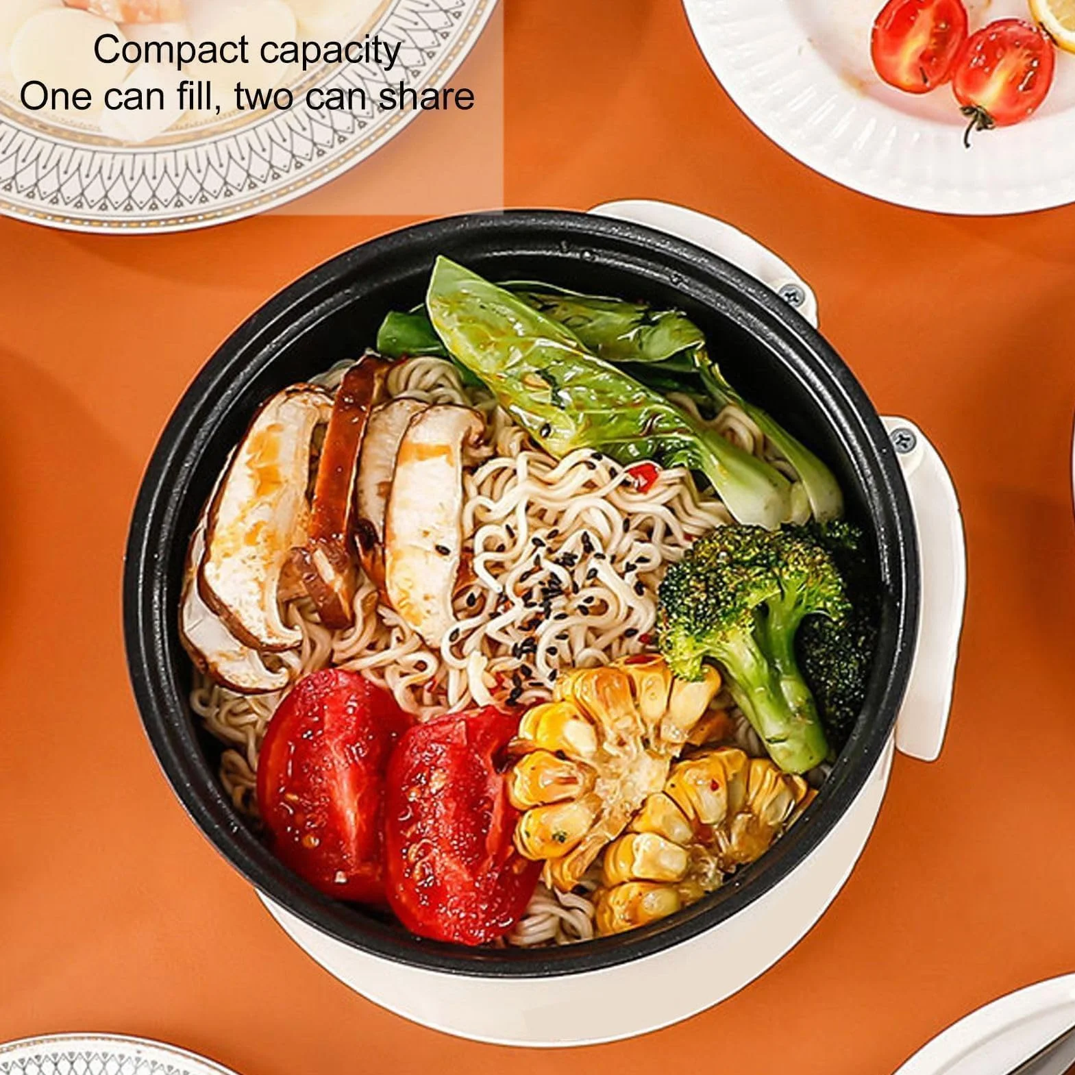 Elektryczny Hot Pot, 1,8 L Pojemno??, 2 Biegi Regulacji, Przeno?ny, Pow?oka Nieprzywieraj?ca, Mini Kuchenka do Ramen, Makaronu, Zupy, Stek¨®w, Jajek, P?atk¨®w Owsianych, Bia?y