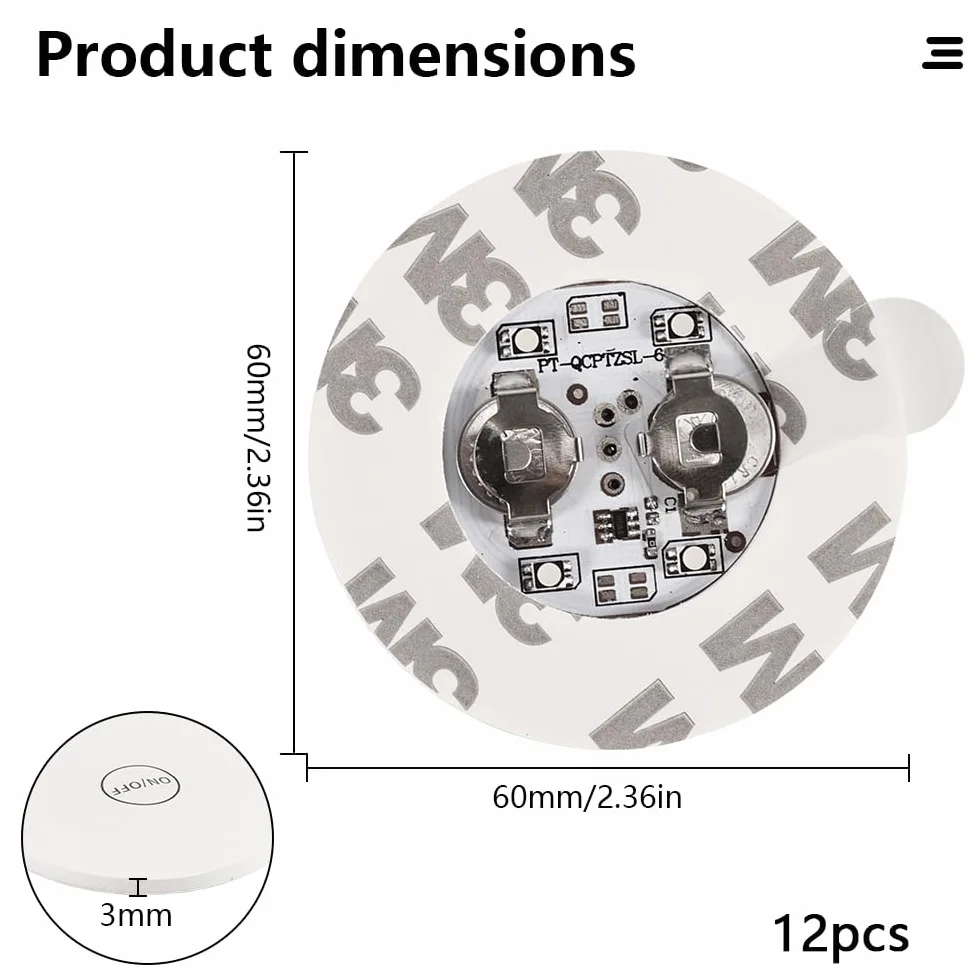 12 sztuk naklejek LED, nastrojowe światełka 7 kolorów, 6 cm podstawki, samoprzylepne naklejki świecące, szklane butelki, dekoracyjne oświetlenie do baru, imprezy, herbaty, piwa, kubka