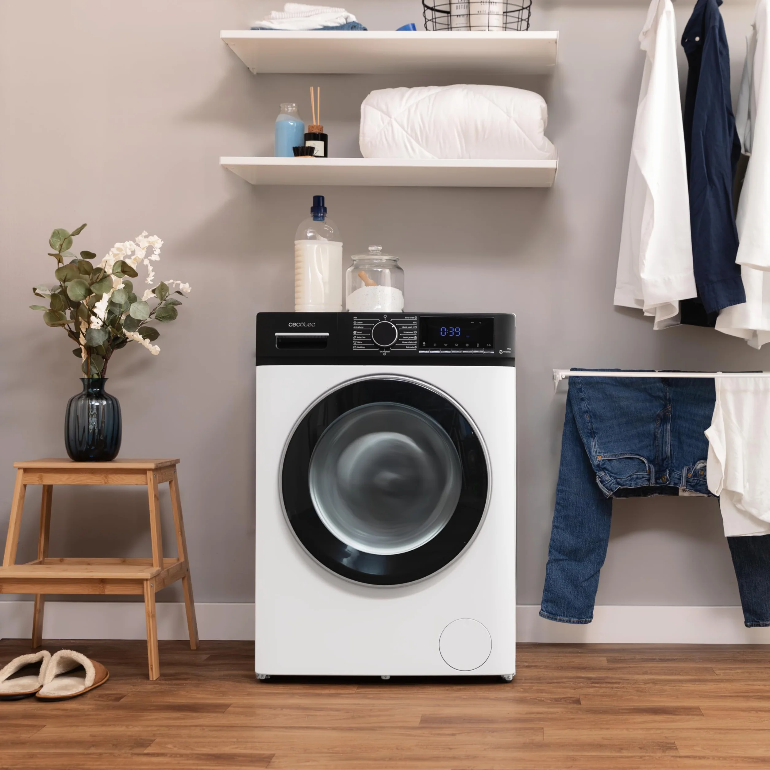 Cecotec Pralka ładowana od przodu 7 kg Bolero Dresscode 7610 Inverter A. Ładowanie przednie białe 7 kg pojemności, 1400 obr./min, klasa A, funkcja parowa, silnik inwerterowy Plus, 15 programów