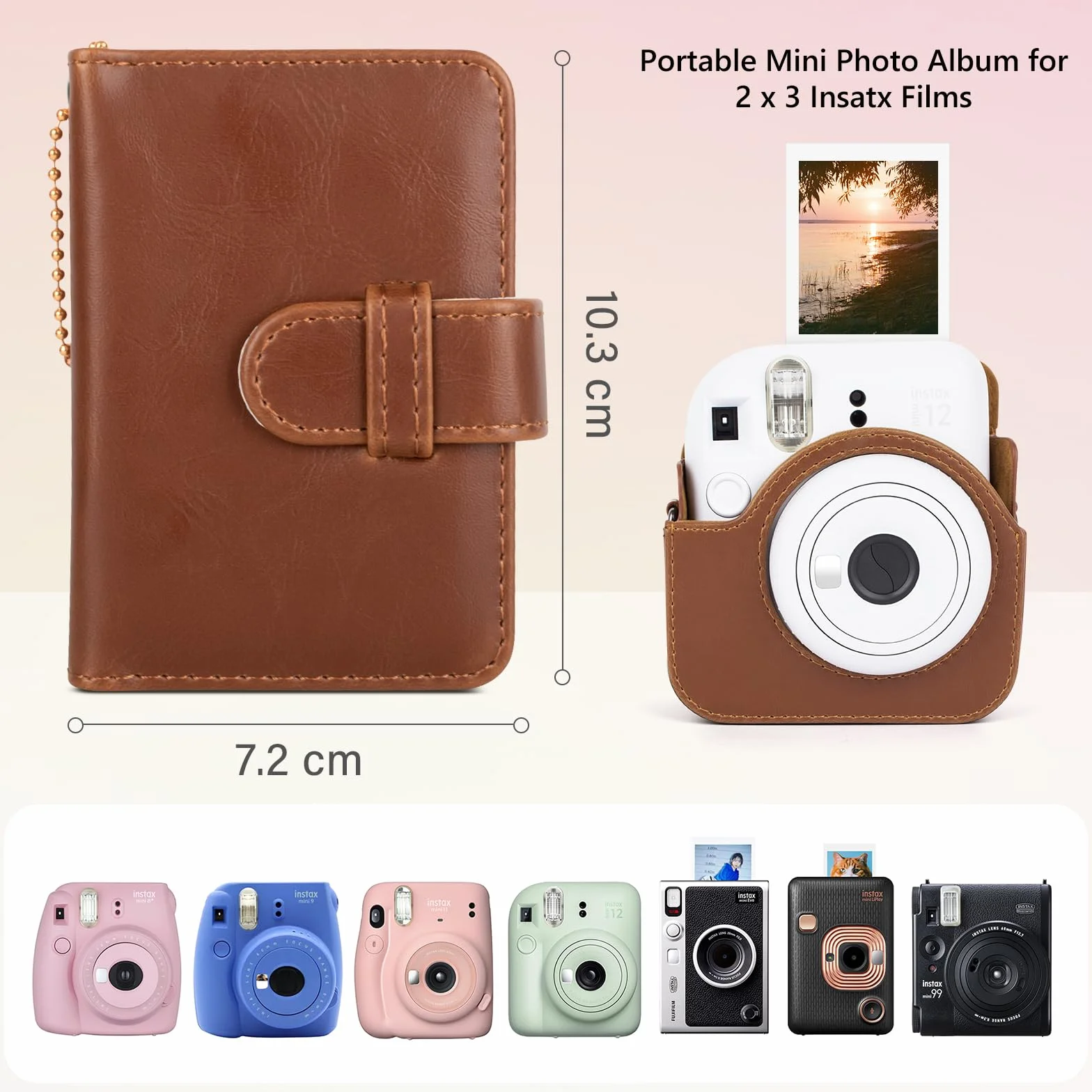 Mini album fotograficzny z 28 kieszeniami, kompatybilny z Fujifilm Instax 2x3 Films – Mini 12, 70, 7s, 8, 8+, 9, 11, 40, 50s, 90, 99