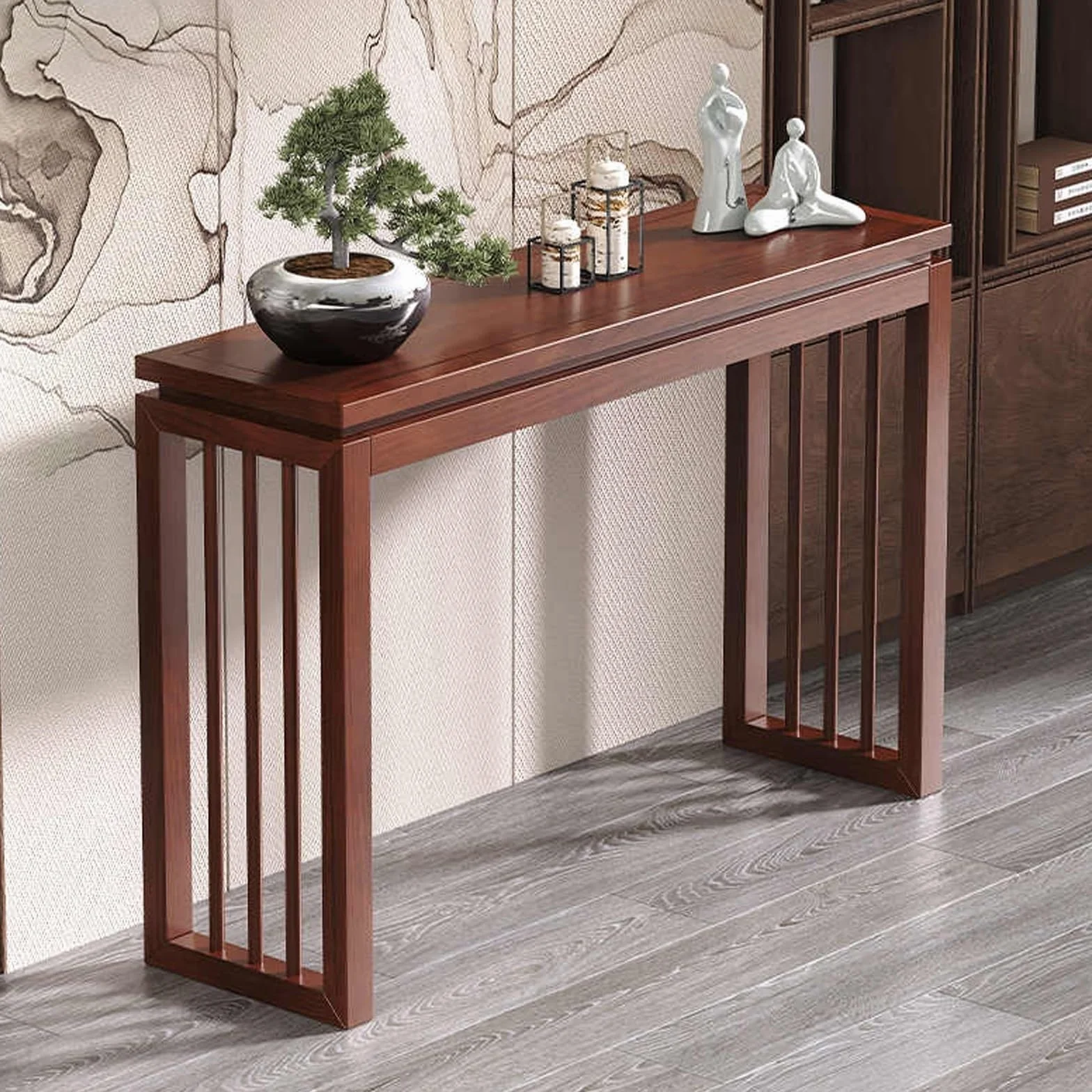 Stół konsolowy retro z litego drewna - wąski stół do przedpokoju i salonu - dekoracyjne meble do przedpokoju - solidny design 120 cm dla stylowej dekoracji domu