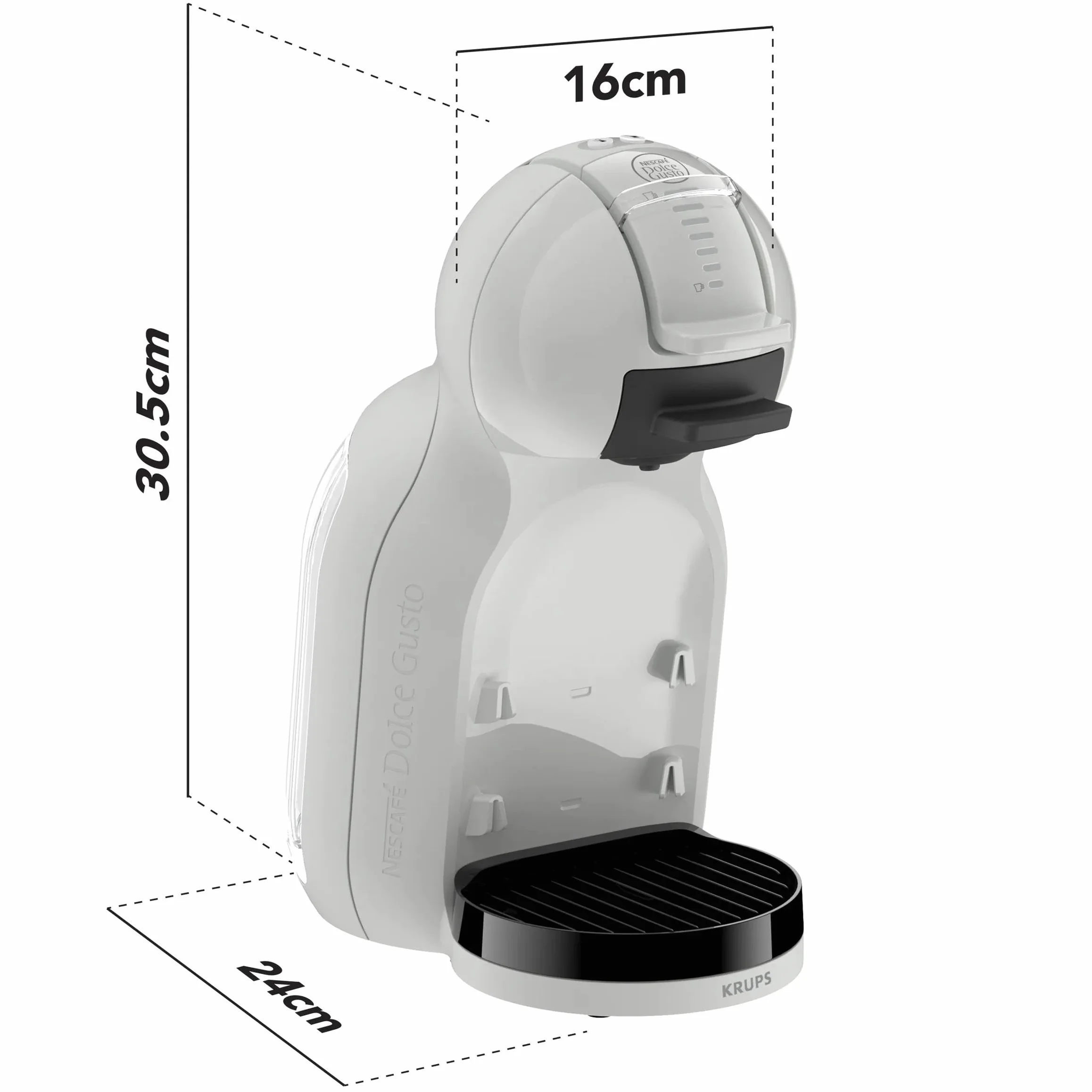 Krups Nescafé KP123BAS Dolce Gusto MiniMe, Automatyczny ekspres do kawy na strączki, 15 bar pod ciśnieniem, Pojemność 0,8 l, Kompaktowy, Automatyczne zatrzymywanie, Czarny