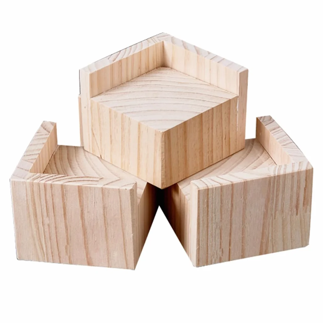 Wytrzymałe podnośniki do mebli z litego drewna, Zestaw 4 stojaków do mebli sosnowych o wysokości 3–20 cm stolika przy łóżku(A 15cmIncrease Height 15cm)