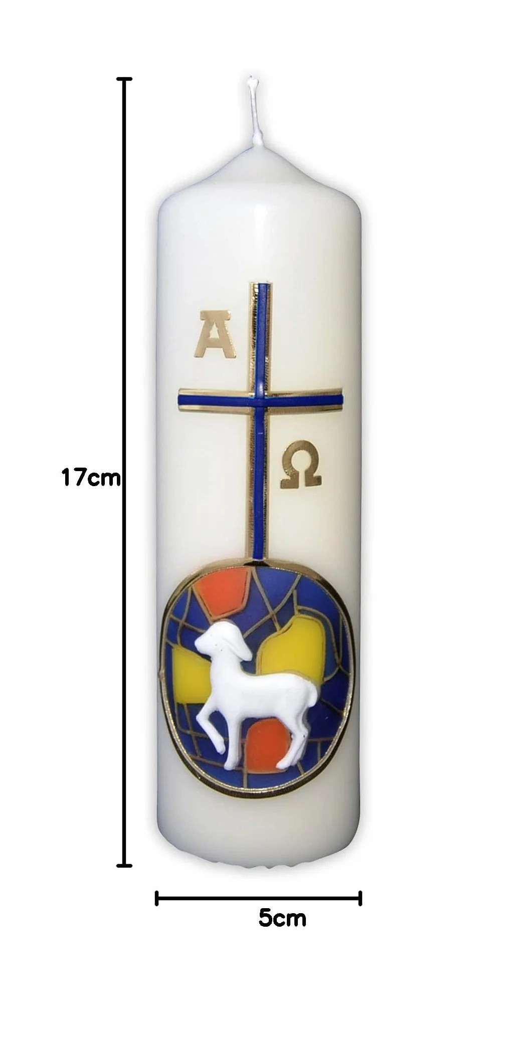Świece wielkanocne ręcznie uszlachetnione ok. 170/50 mm motyw krzyża / baranka