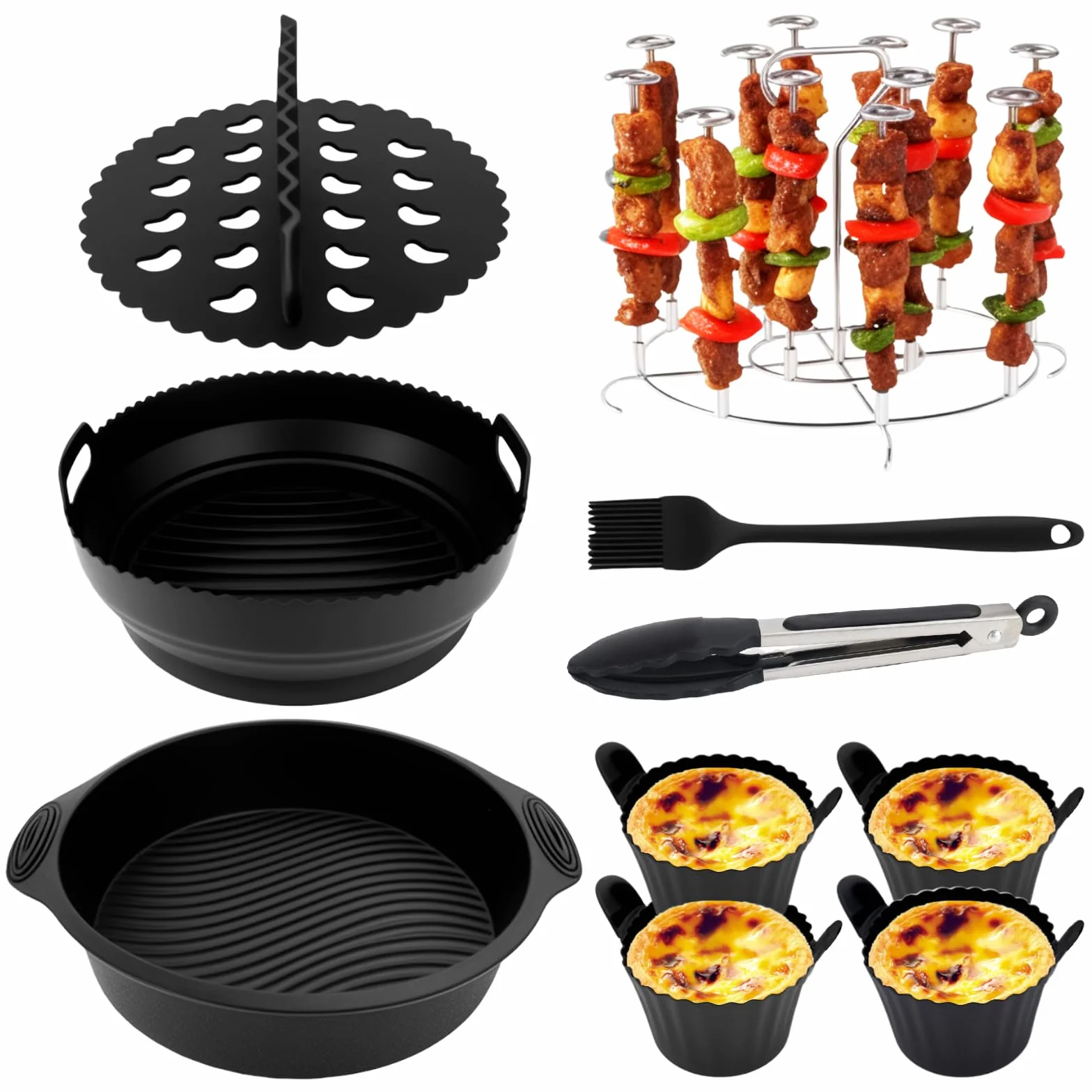 Zestaw akcesoriów do frytkownicy na gorące powietrze Kompatybilny z Ninja AF160EU, AF150EU, AF161EU, COSORI, Philips, akcesoria Airfryer, okrągłe