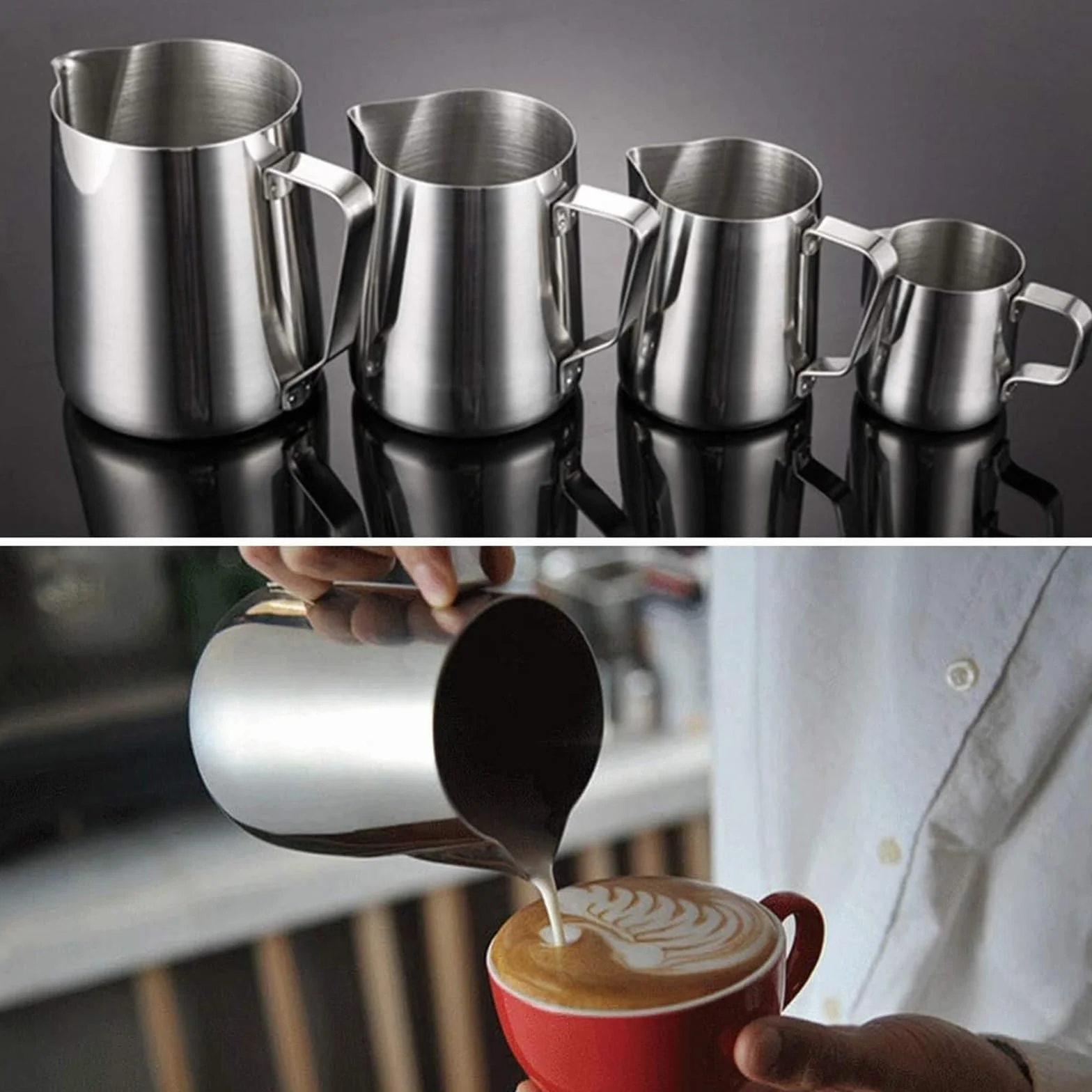 Dzbanek na mleko ze stali nierdzewnej | 100,150,350,600,1000 ml Dzbanek do spieniania mleka ze stali nierdzewnej do kawy(1000ml)