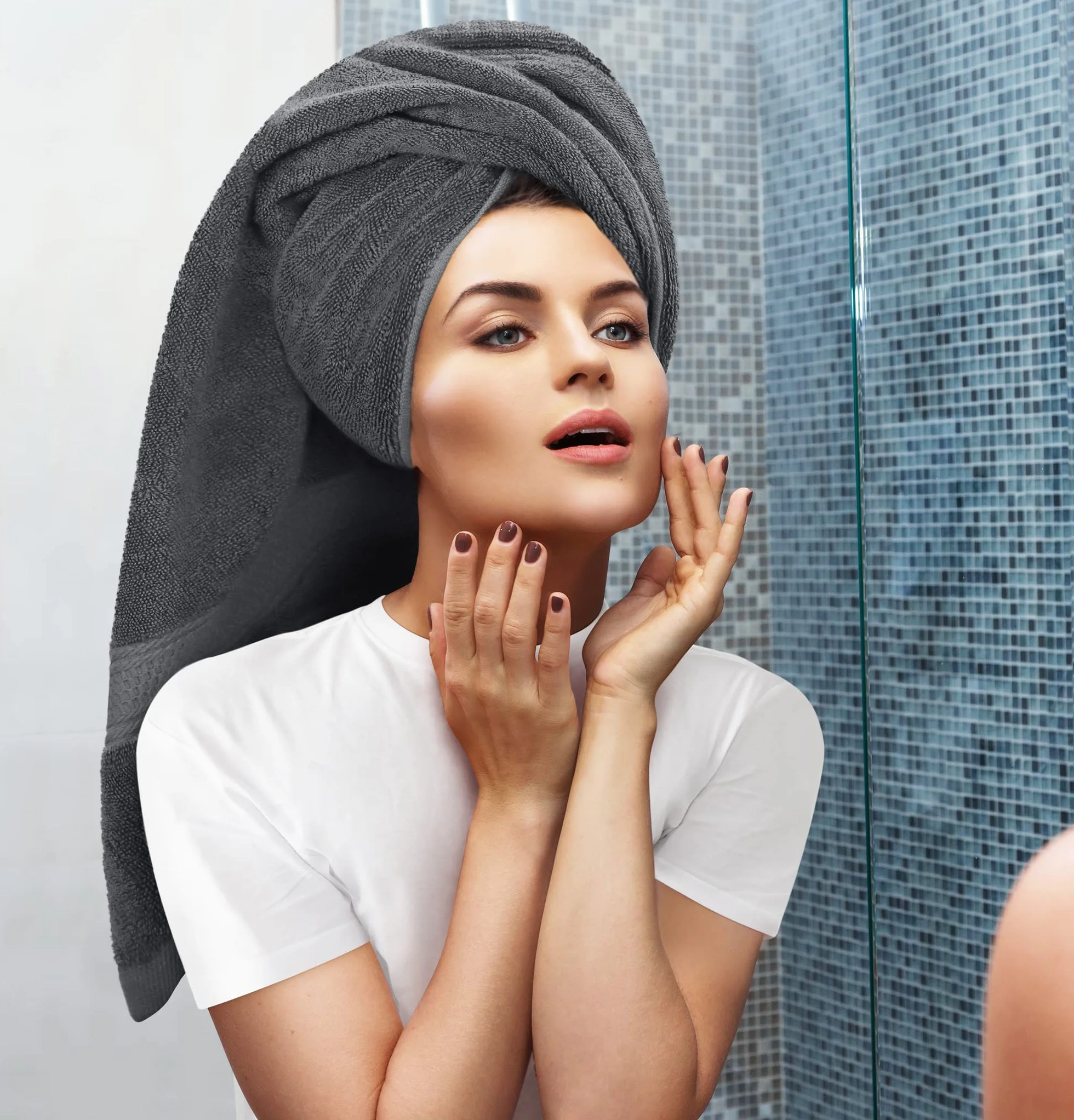 Utopia Towels 8-częściowy zestaw ręczników z bawełny z zawieszką – 2 ręczniki kąpielowe, 2 ręczniki do rąk i 4 ściereczki do mycia (szary)