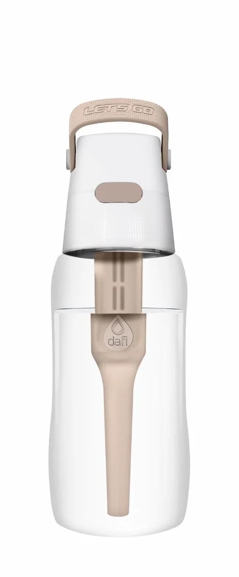 DAFI Butelka filtrująca Solid 0,5 l + wymienny filtr węglowy - Cappucino - Wykonana z wytrzymałego Tritanu™, Bez BPA, Idealna do Pracy, Szkoły, Siłowni, w Podróż - Wyprodukowano w Polsce