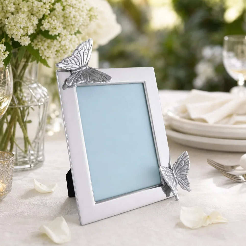 Arthur Court Designs aluminiowa ramka na zdjęcia 5 x 7 motyl ogrodowa metalowa ramka na biurko / ścienna