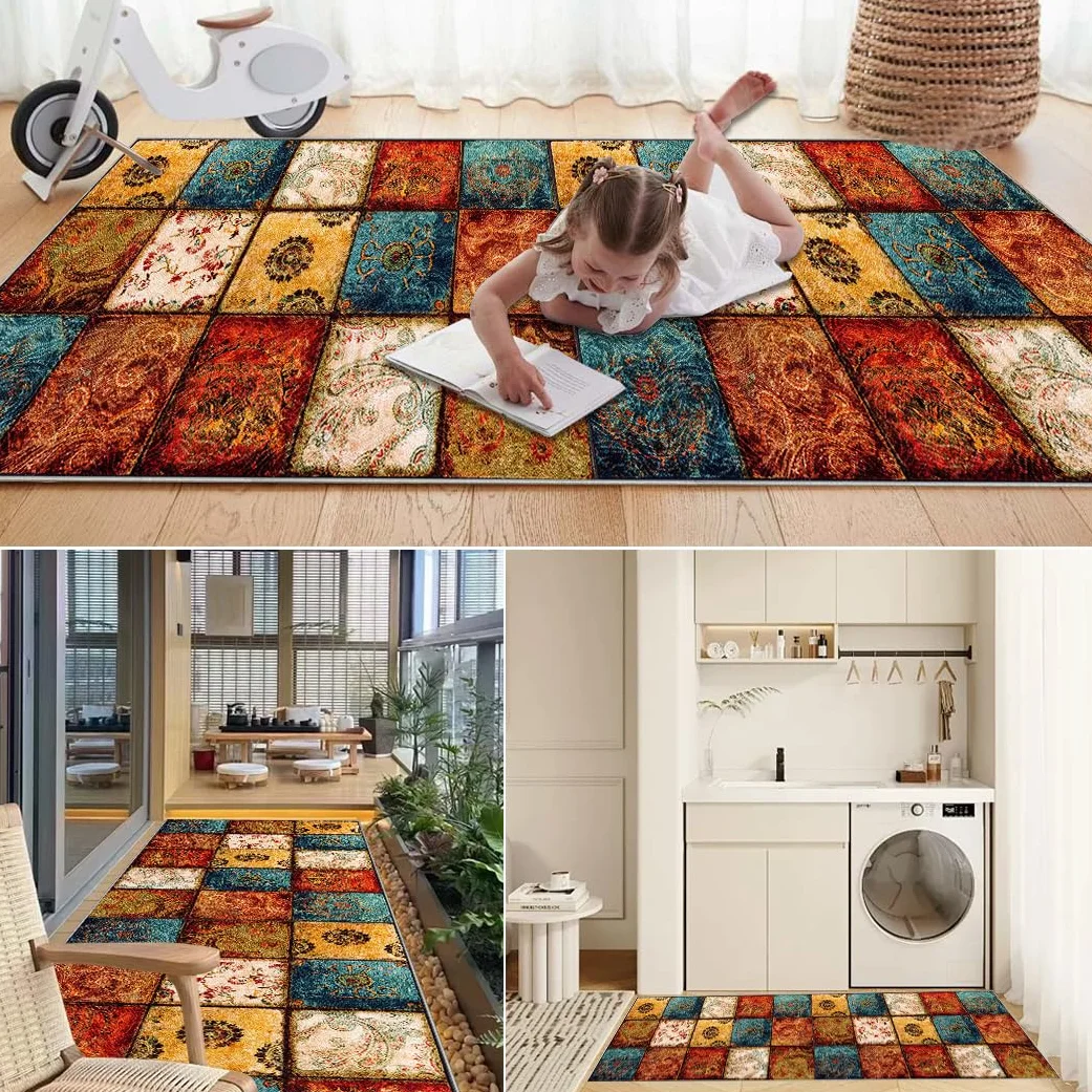 Dywan kuchenny, nadający się do prania, chodnik do przedpokoju, antypoślizgowy chodnik na korytarz, 90 x 140 cm, niskie runo, wycieraczka podłogowa, chłonny chodnik do przedpokoju, sypialni, łazienki