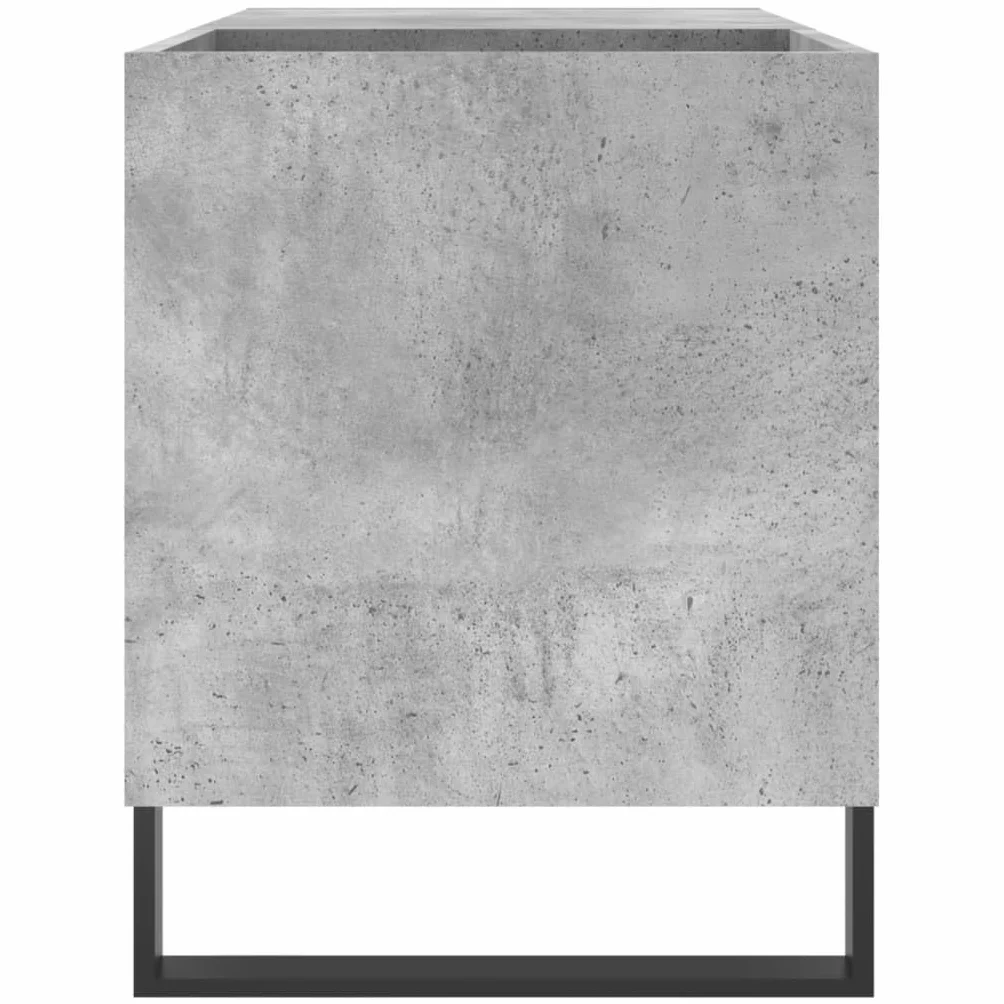 Szafa panelowa, betonowa, szara, wykonana z materiału drewnopochodnego z żelaznymi nogami, 85 x 38 x 48 cm, miejsce do przechowywania płyt gramofonowych i winylowych, stabilna szafka winylowa