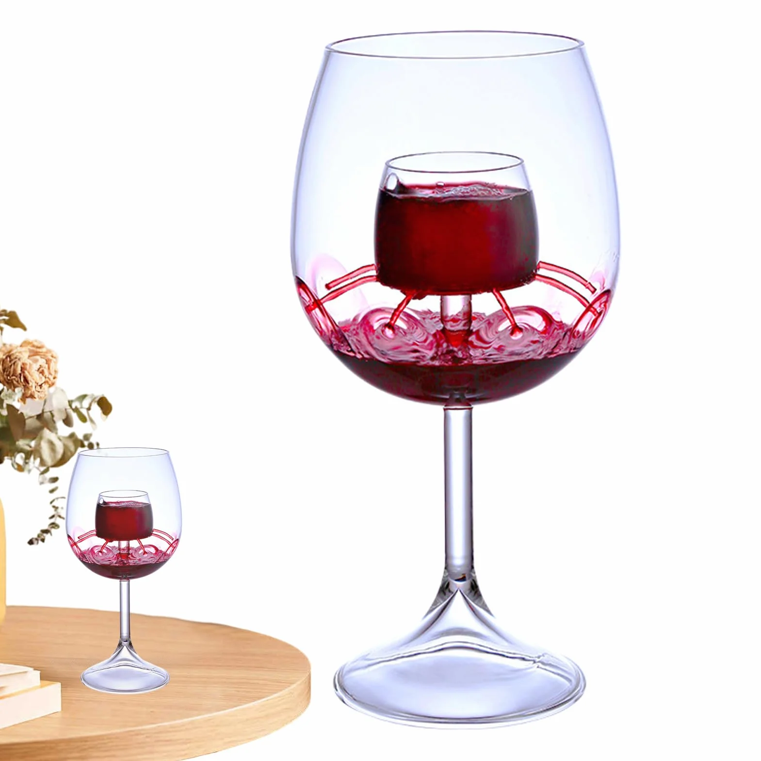 Szklana karafka do wina, kieliszek do wina fontannowego | Zestaw napowietrzających szklanek fontanny | Przezroczysty zestaw degustacji czerwonego, herbaty i kawy