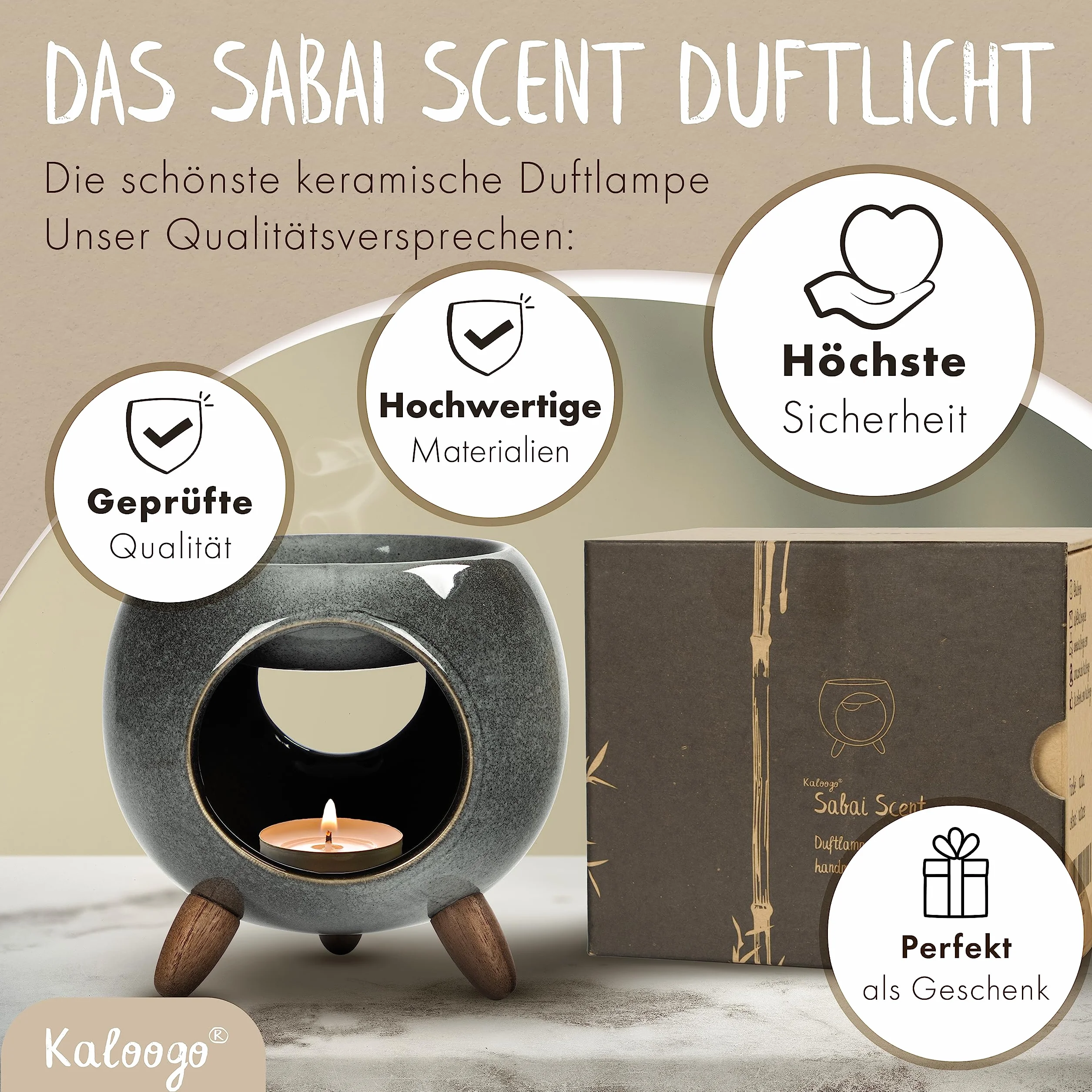 Sabai Scent ceramiczna lampa zapachowa, okrągła (lampa zapachowa) (popielaty)