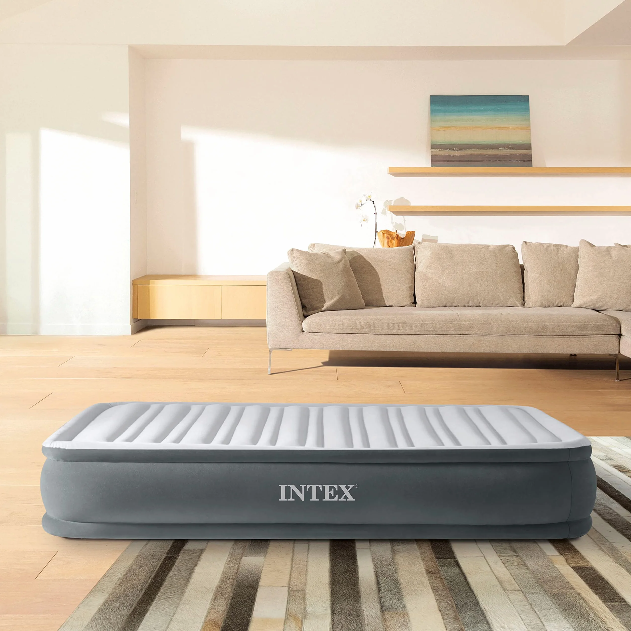 Intex Materasso Dura-Beam Comfort Plush Singolo con Pompa Elettrica Incorporata 99x191x33 cm
