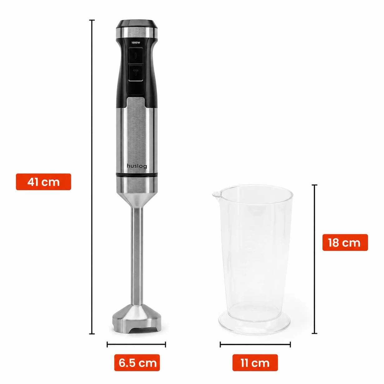 BlendFlex 1500 W Blender ręczny – mikser ze stali nierdzewnej z 20 prędkościami i funkcją turbo, w zestawie miarka 600 ml – blender ręczny do smoothie