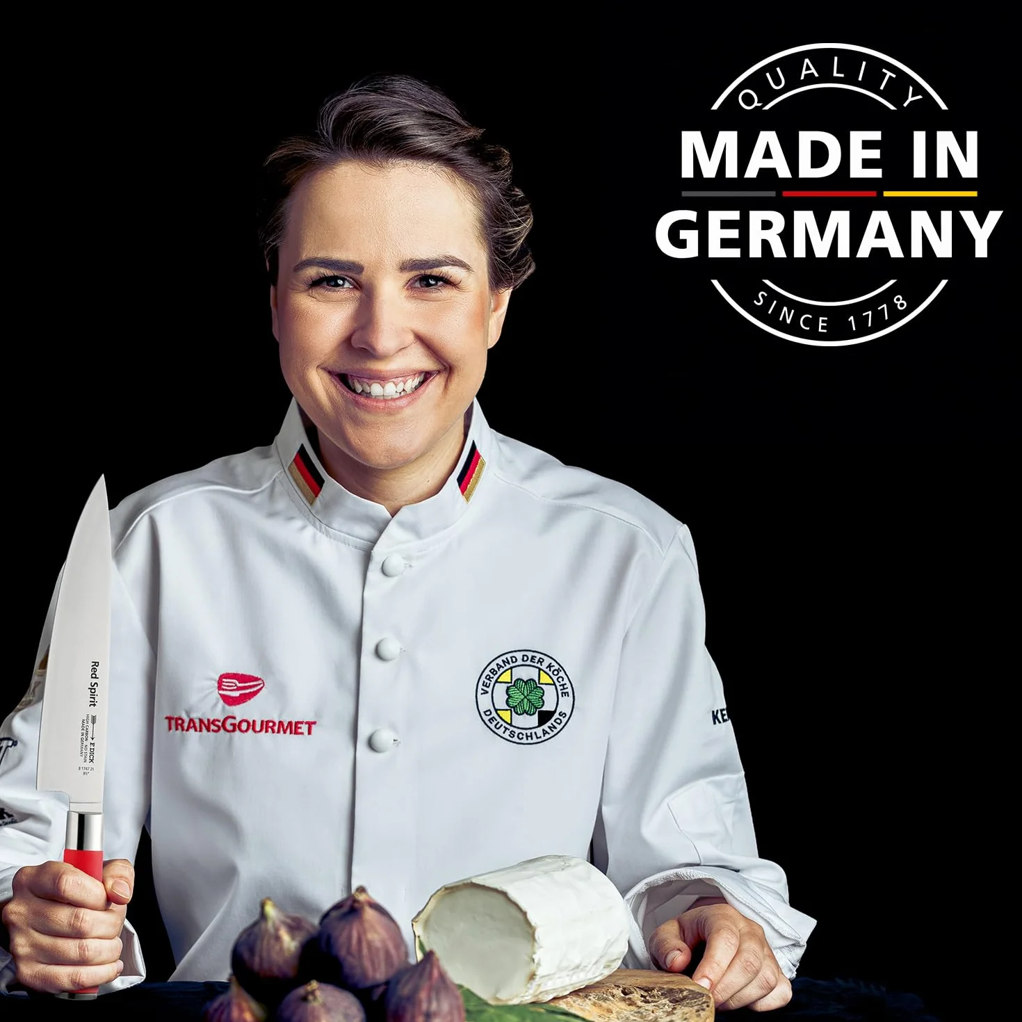 F. DICK Santoku, nóż kuchenny, Red Spirit (nóż z ostrzem 18 cm, stal X55CrMo14, nierdzewna, 56° HRC) 8174218