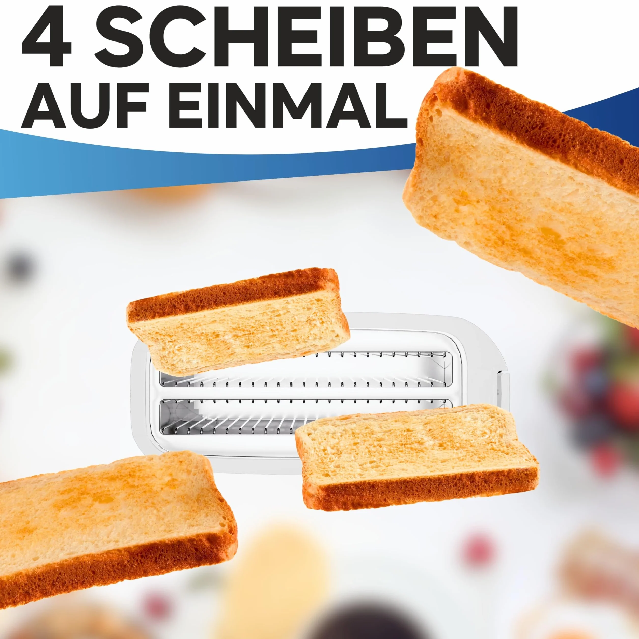 Bomann, Grille-Pain compact 2 tranches, Fonction Décongélation, Réchauffage, Arrêt rapide, Support pour petits pains, 1400W, TA6070CB, Blanc