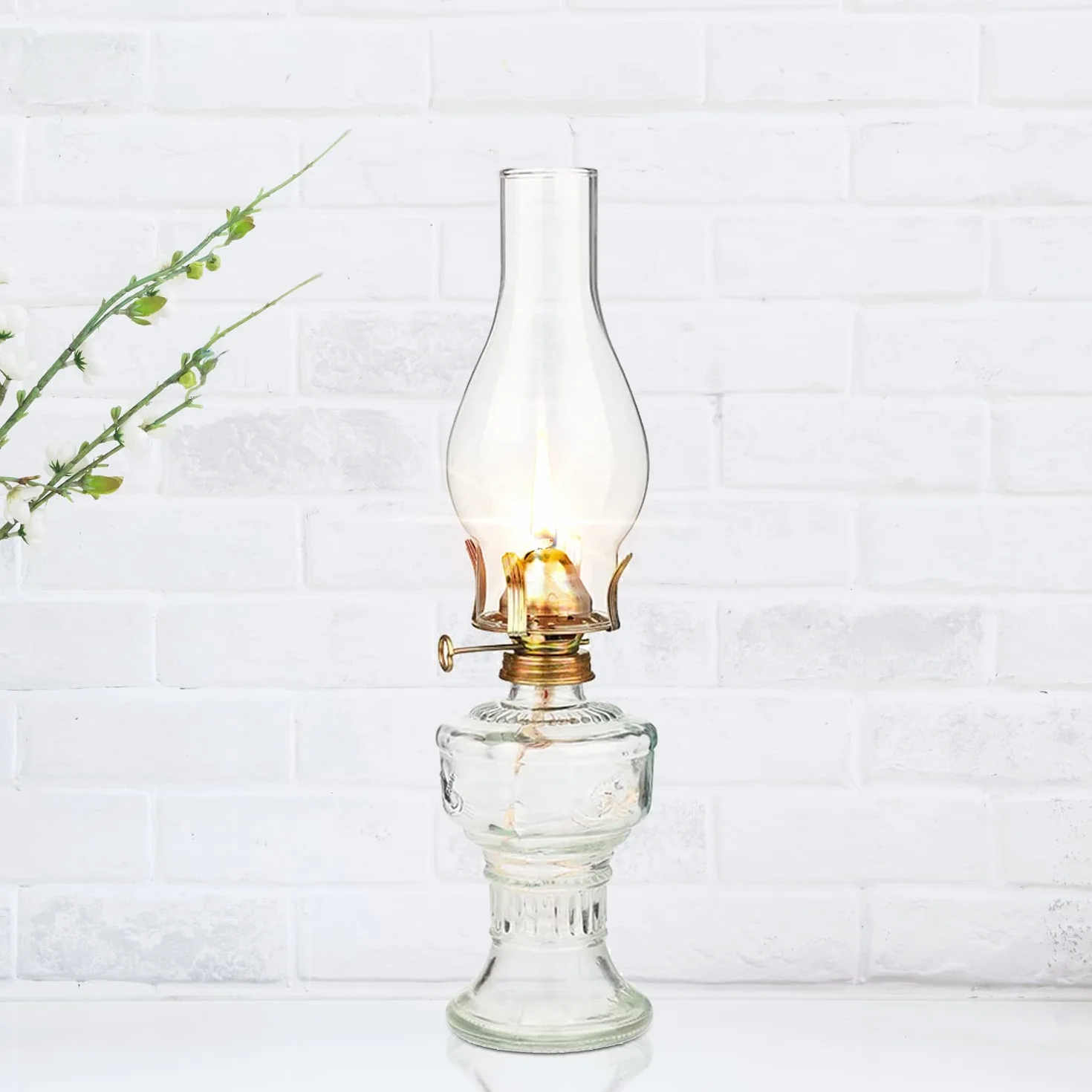 TRANSPLANT szklana lampa naftowa, lampa olejna, szklana, klasyczna, retro, dekoracja domu, lampa, ślub, festiwal, dekoracja, duża pojemność, 32 cm