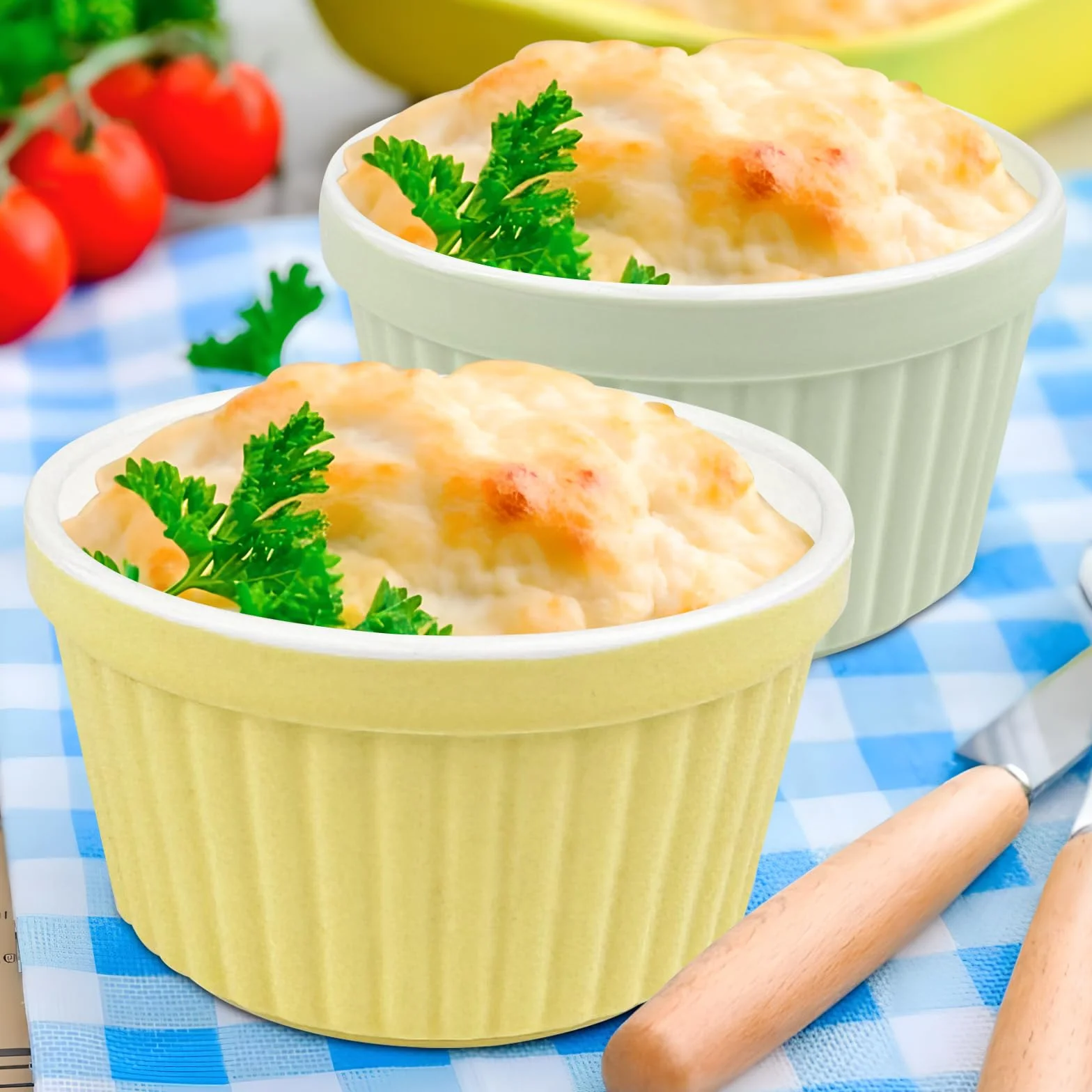 6 sztuki kremowych miseczek do brulee, foremki do sufletu, wielokolorowe