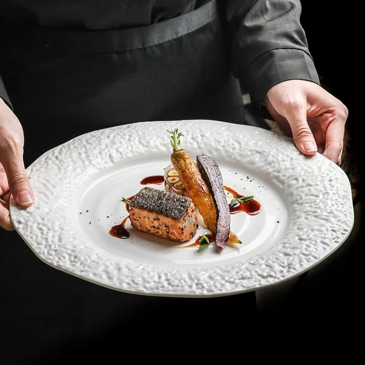 TEESONG Talerz obiadowy talerze do naczyń 20 cm hotel restauracja klub zastawa stołowa talerz czysty biały ceramiczny stek makaron talerz do układania w stos talerze obiadowe