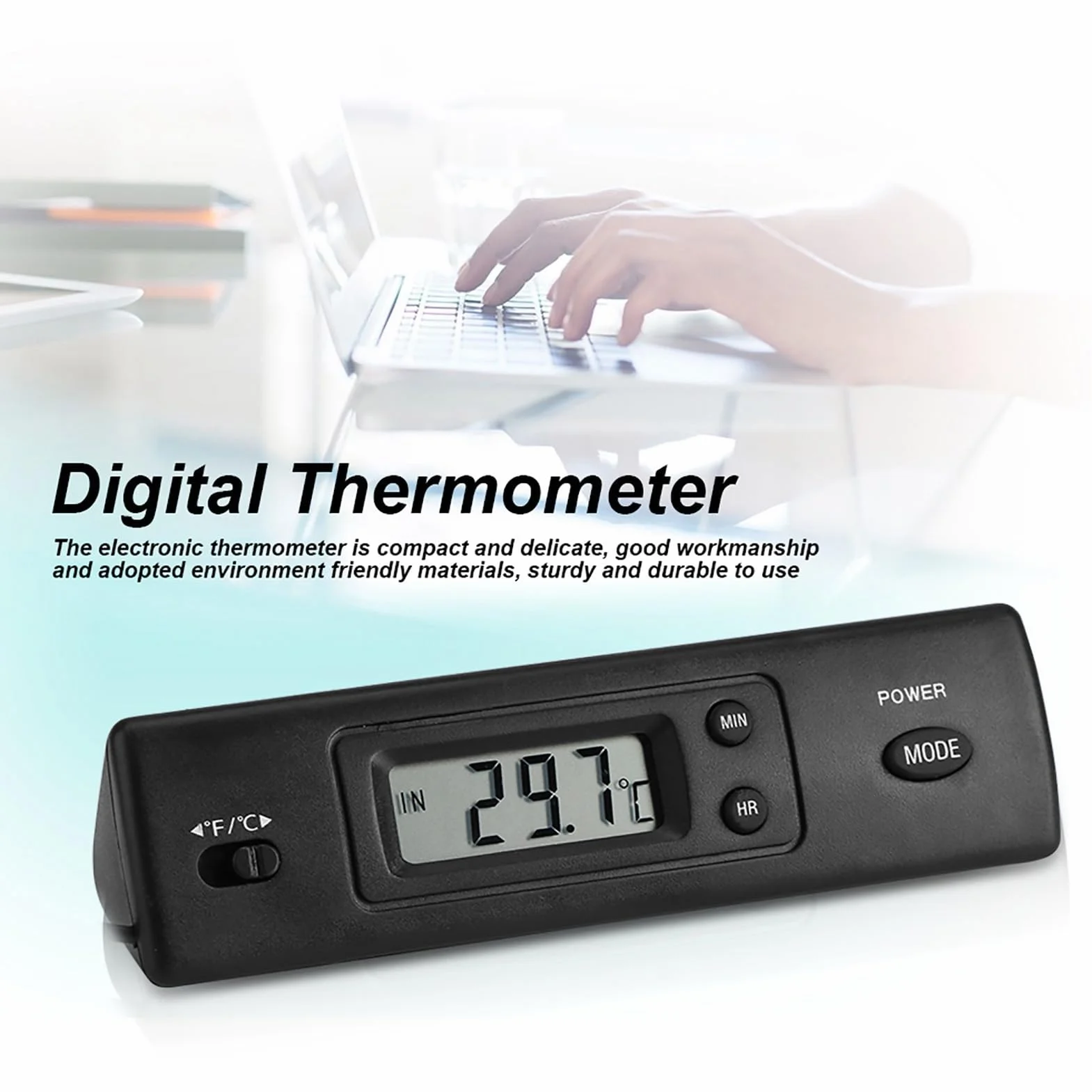 Elektroniczny termometr, optyczny cyfrowy miernik temperatury LCD z podwójną sondą pomiarową do użytku wewnątrz i na zewnątrz, do lodówek, klimatyzacji, zamrażarek, akwariów