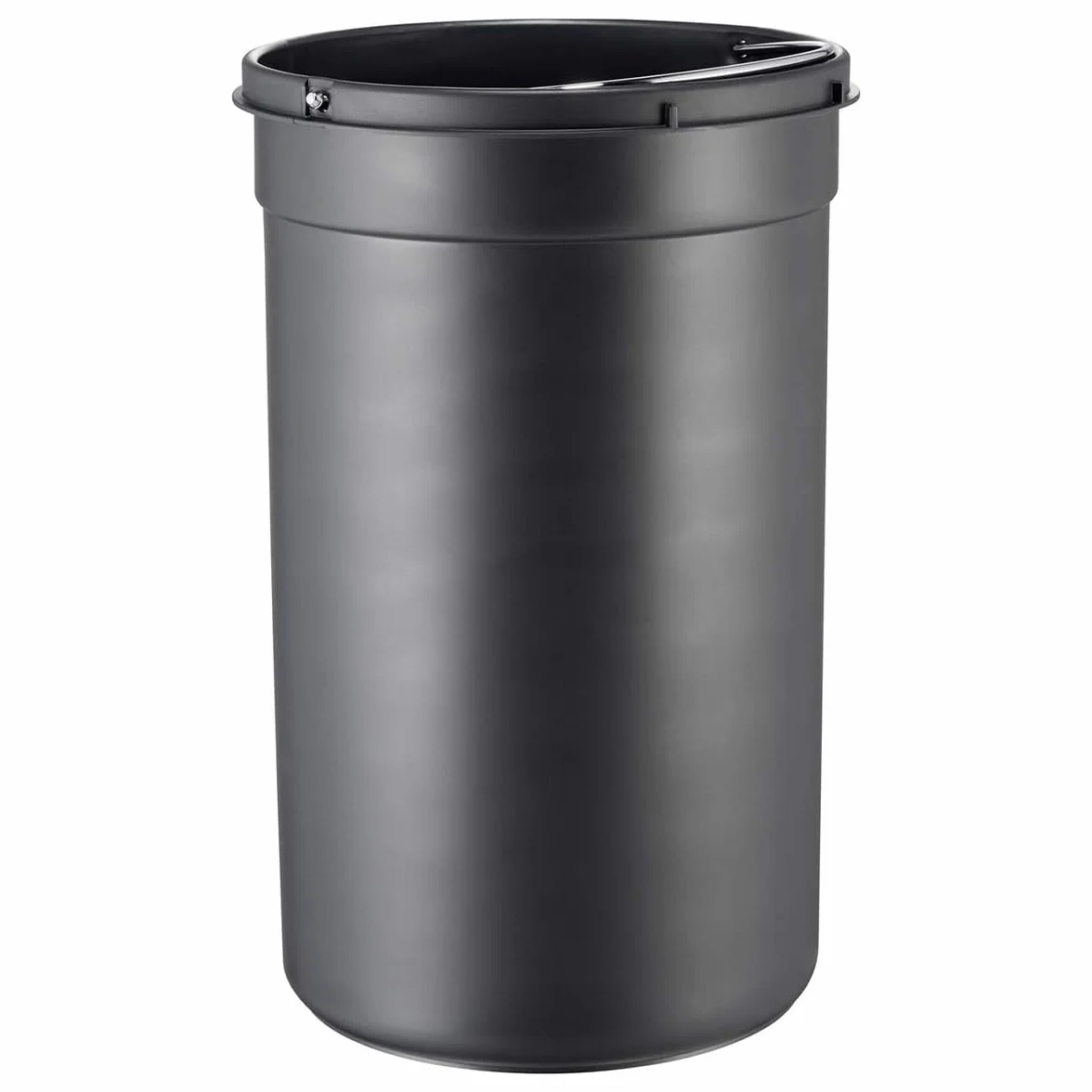 Wesco Kickmaster Junior pojemnik na odpady w kolorze grafitowym matowym, malowana proszkowo blacha stalowa, wbudowany amortyzator, pojemność 12 l, wkładka z tworzywa sztucznego, klapa wrzutowa