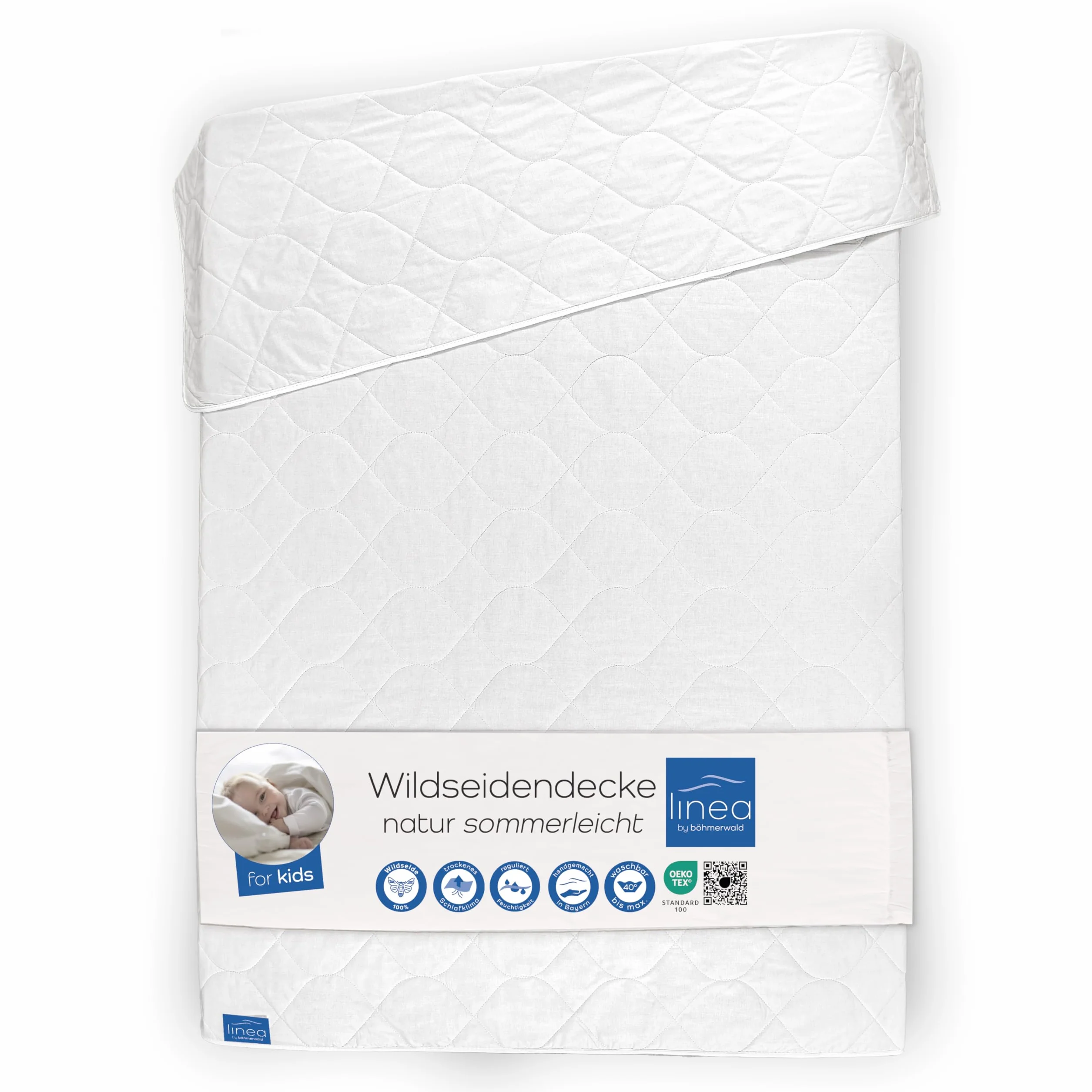 LINEA by böhmnerwald Kids Naturalny letni lekki koc 100 × 135 100% dziki jedwab dla alergików