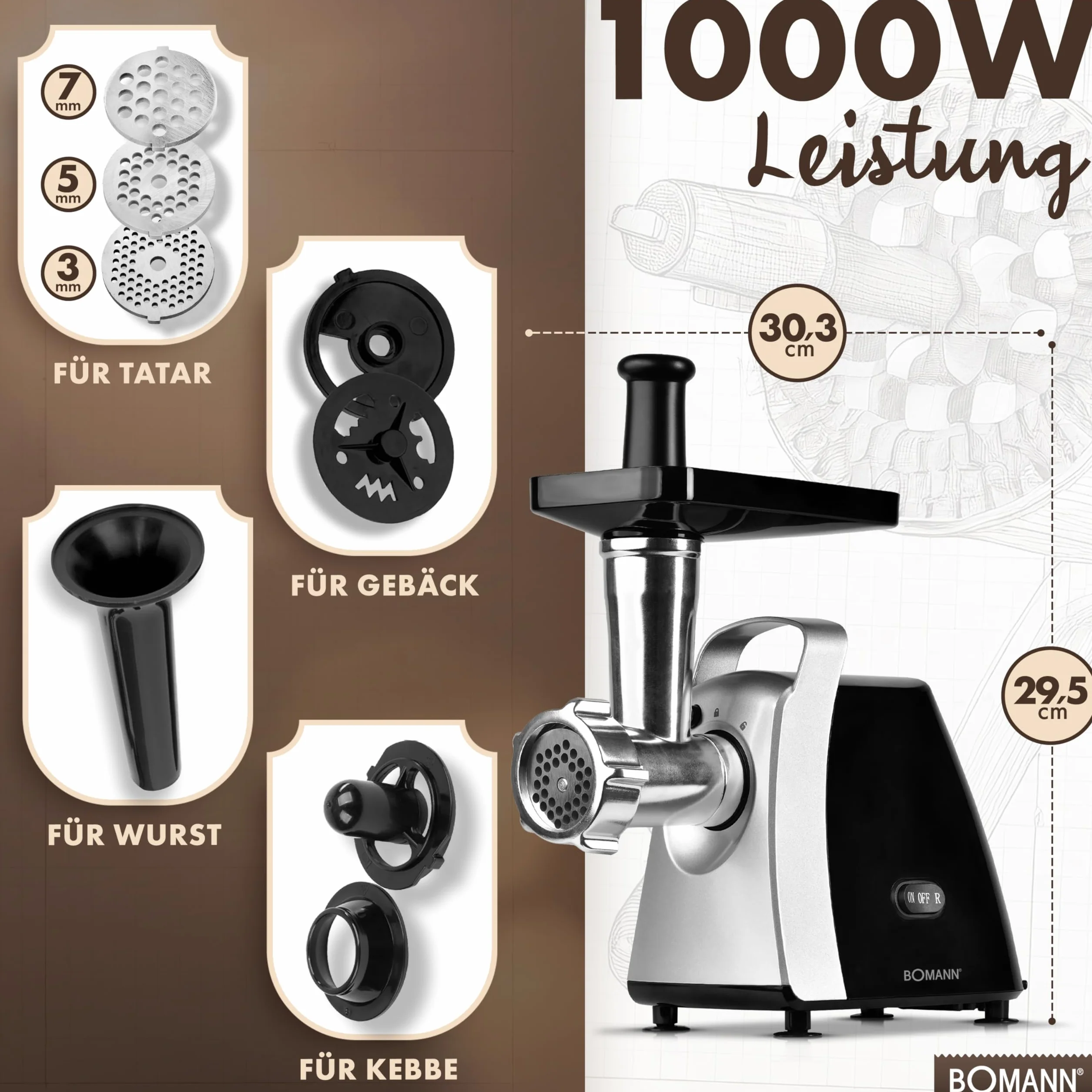 Maszynka do mielenia mięsa Bomann 1000W FW 6067