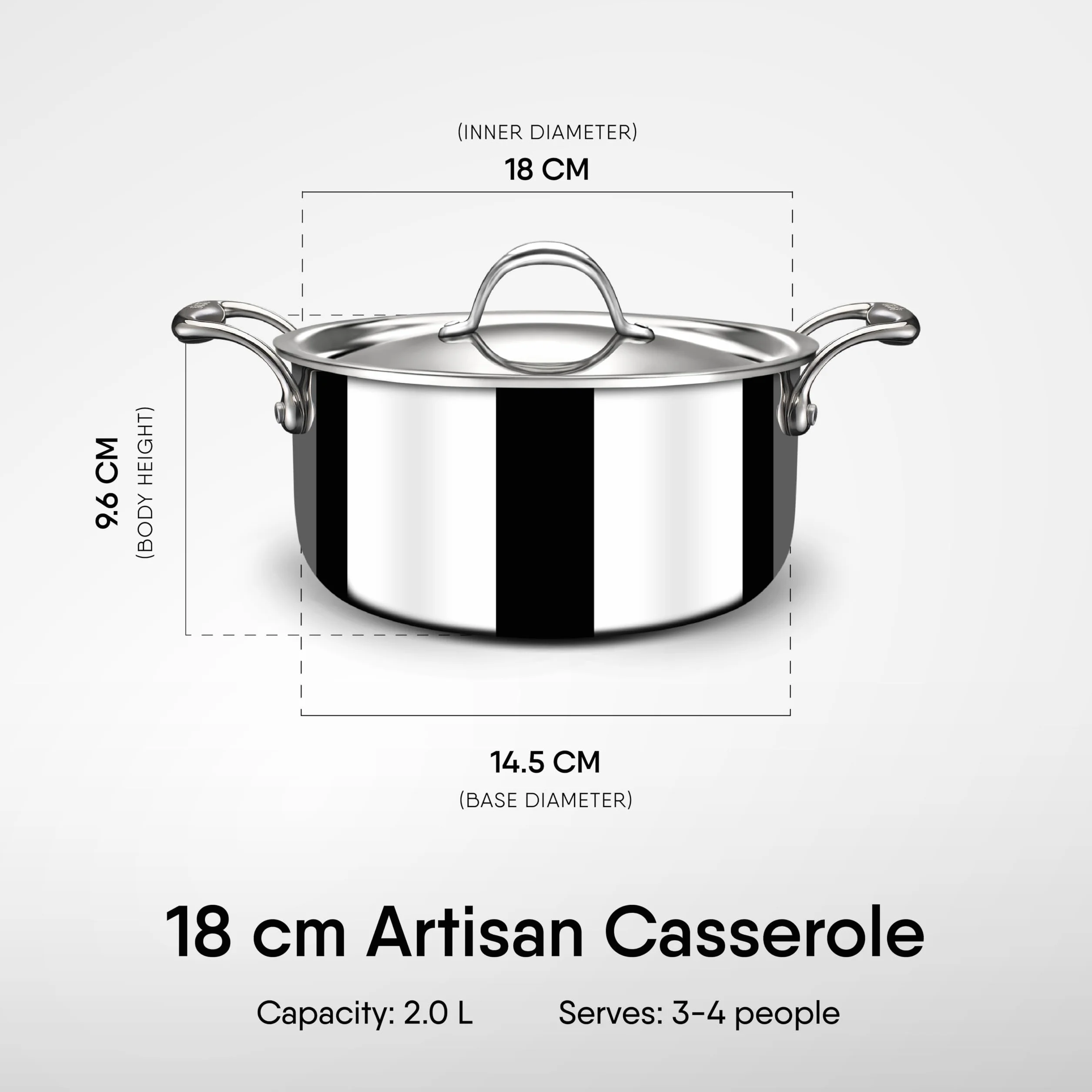 Stahl Triply garnek na sos ze stali nierdzewnej z pokrywką, garnek ze stali nierdzewnej, trójwarstwowy garnek Biryani z podstawą indukcyjną, Artisan 4118, średnica 18 cm, 2 l (dla 3 osób)