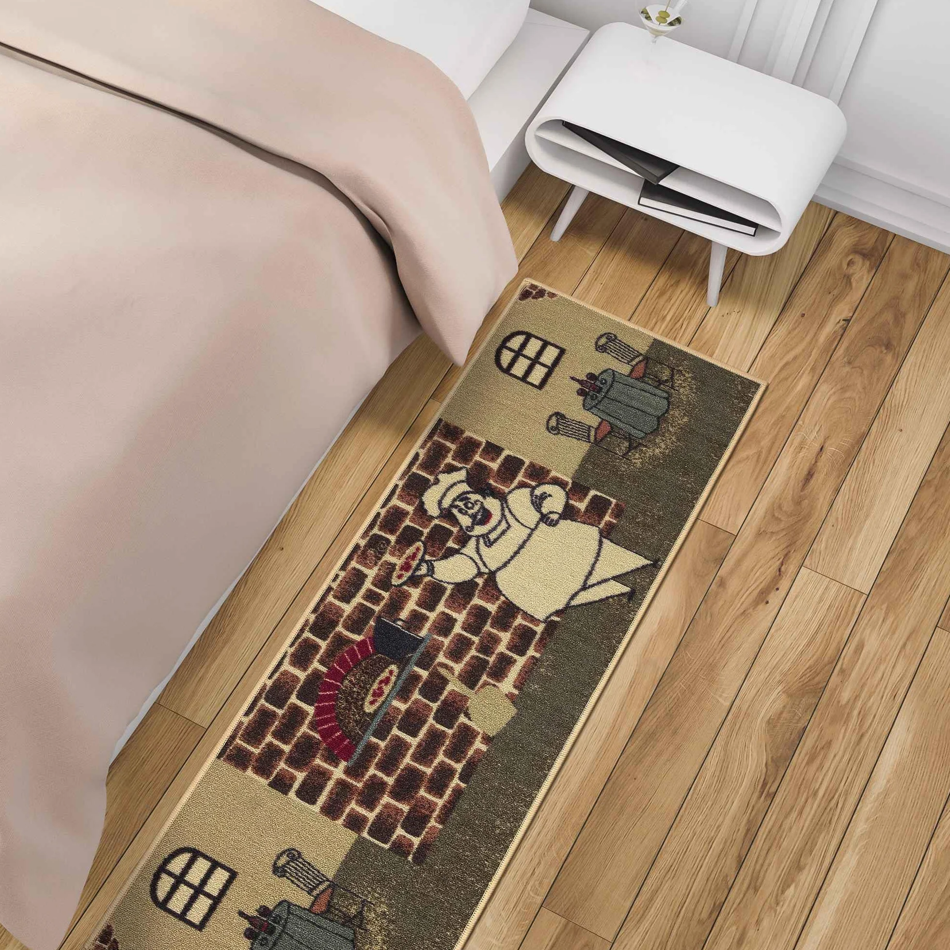 Ottomanson Siesta Collection Kitchen Chef Design dywan z gumowym spodem, 50 x 150 cm, beżowy szef kuchni