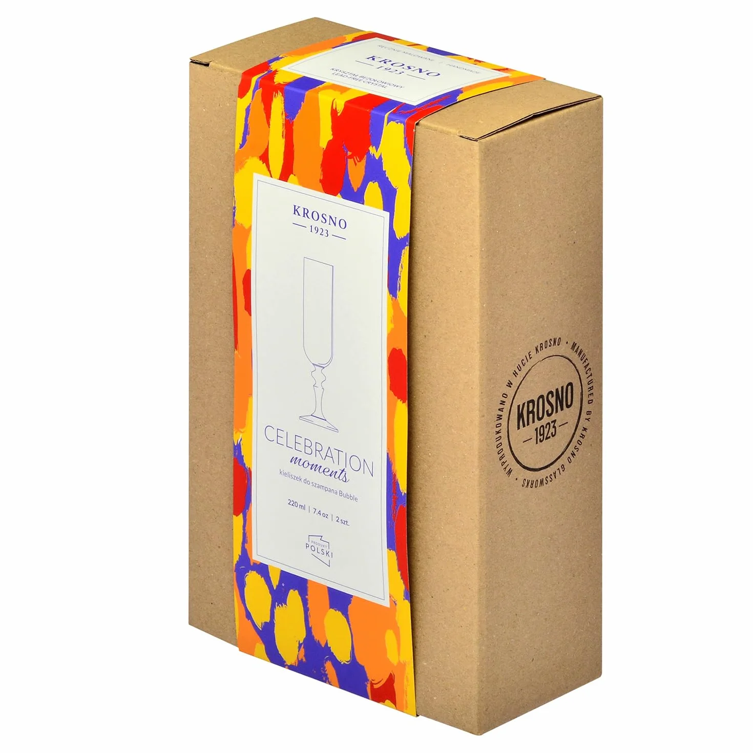 Kieliszki do szampana KROSNO 220 ml z żółtą nóżką, zestaw 2 szt. – do Mocktaili, Mimosa, Prosecco, Cava i Spritz – bez ołowiu – można myć w zmywarce – Bubble Celebration Moments