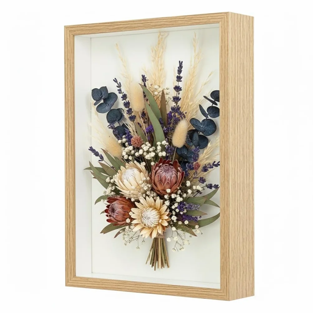 Ramka 3D do napełniania, 21 x 29,7 cm, głęboka, 3 cm, ramka na zdjęcia, głęboka, do napełniania, z przezroczystą płytką akrylową, na zdjęcia, medale, prezenty, suszone kwiaty (kolor drewna)
