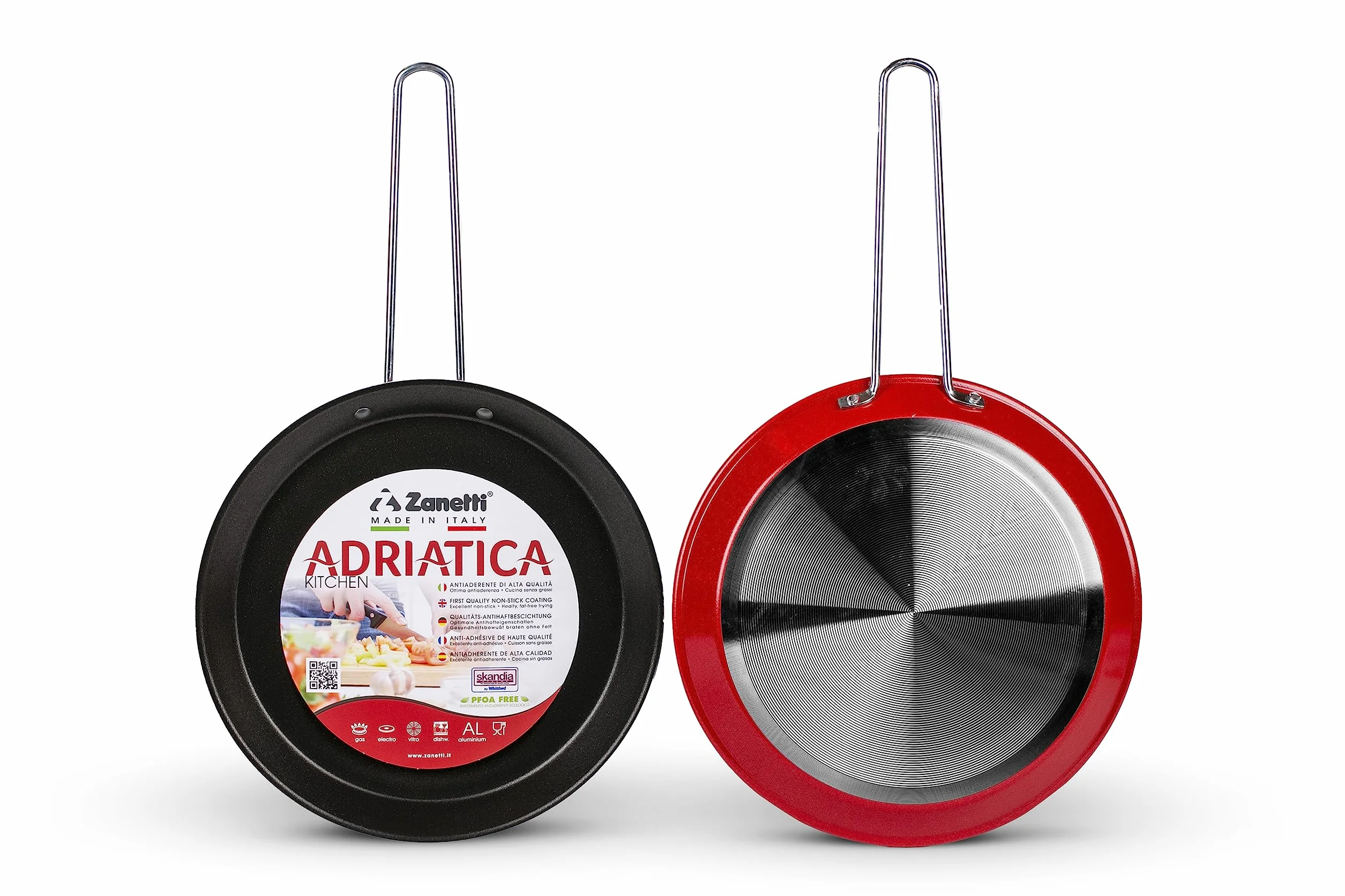 ZANETTI, Patelnia Girafrittata Podwójny Model Adriatyku, Podwójna Non-stick Średnica 26 cm, Czerwony, Made in Italy