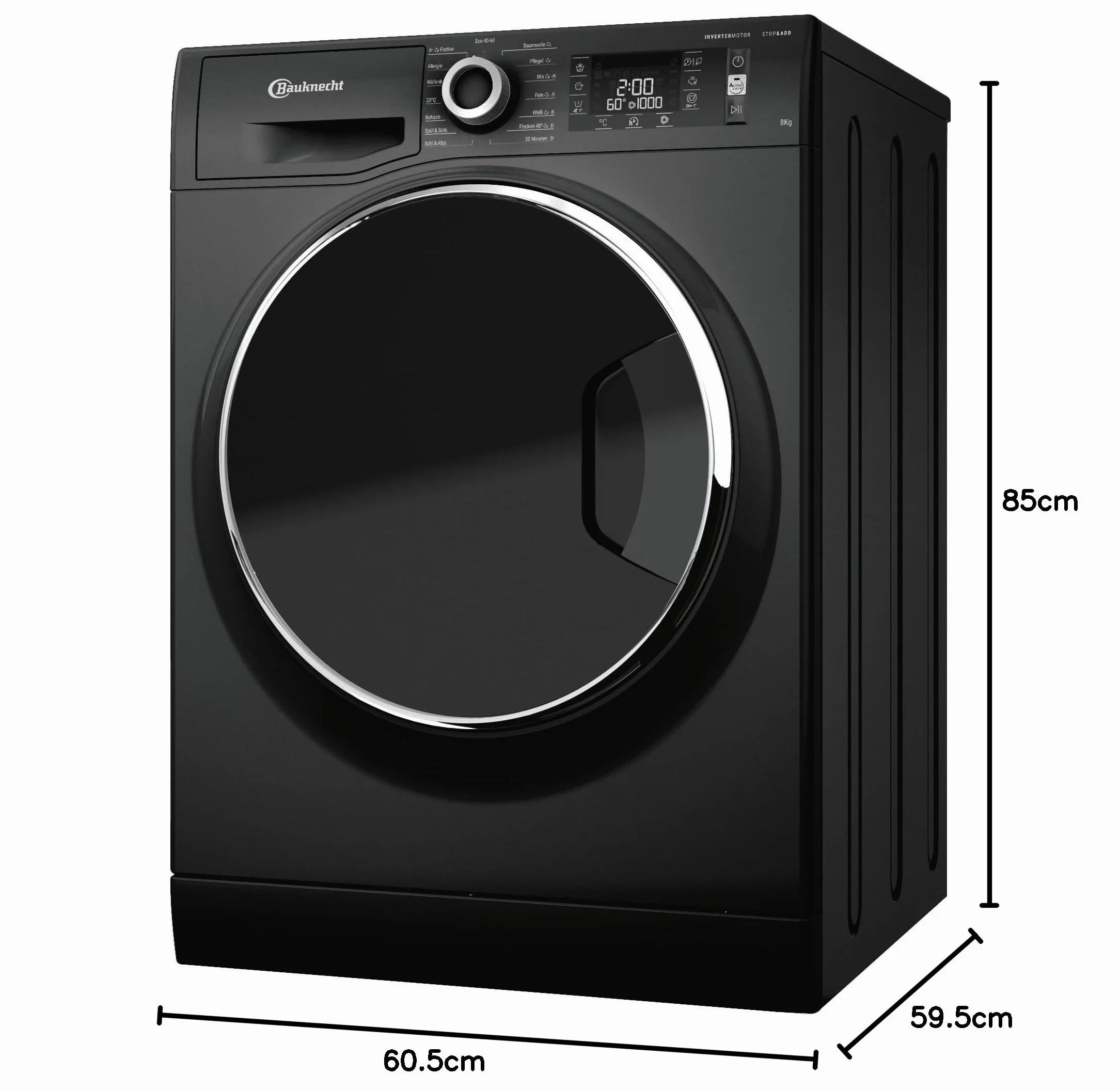 Bauknecht WM BB 8AA pralka ładowana od przodu/8 kg/klasa efektywności energetycznej A/Active Care Color+/silne usuwanie plam/programy parowe/higiena Steam z antywirusem/funkcja odświeżania