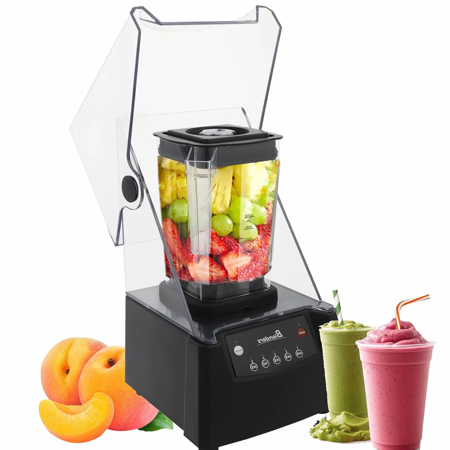 Profesjonalny Blender Do Smoothie Z Obudową Dźwiękoszczelną,Z Samoczyszczącym Systemem Ostrzy 4d Do Kruszenia Lodu, Koktajli I Puree,Konstrukcja Z Otworem Wlotowym, Idealny Do Sklepu I Użytku Domowego