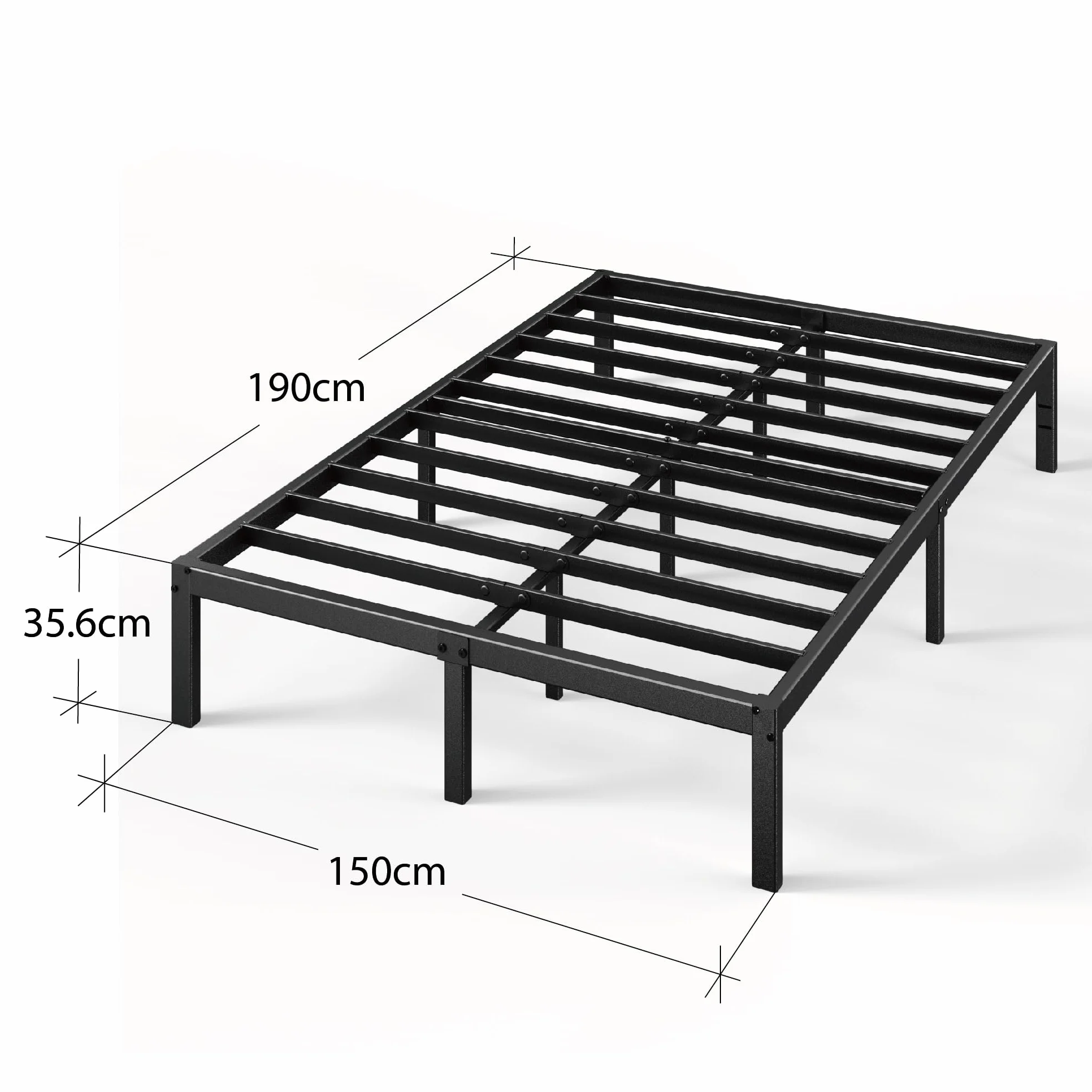 Zinus Rama łóżka z metalową platformą Elias 36 cm wysoki uchwyt uchwyt stalowy uchwyt łatwy montaż