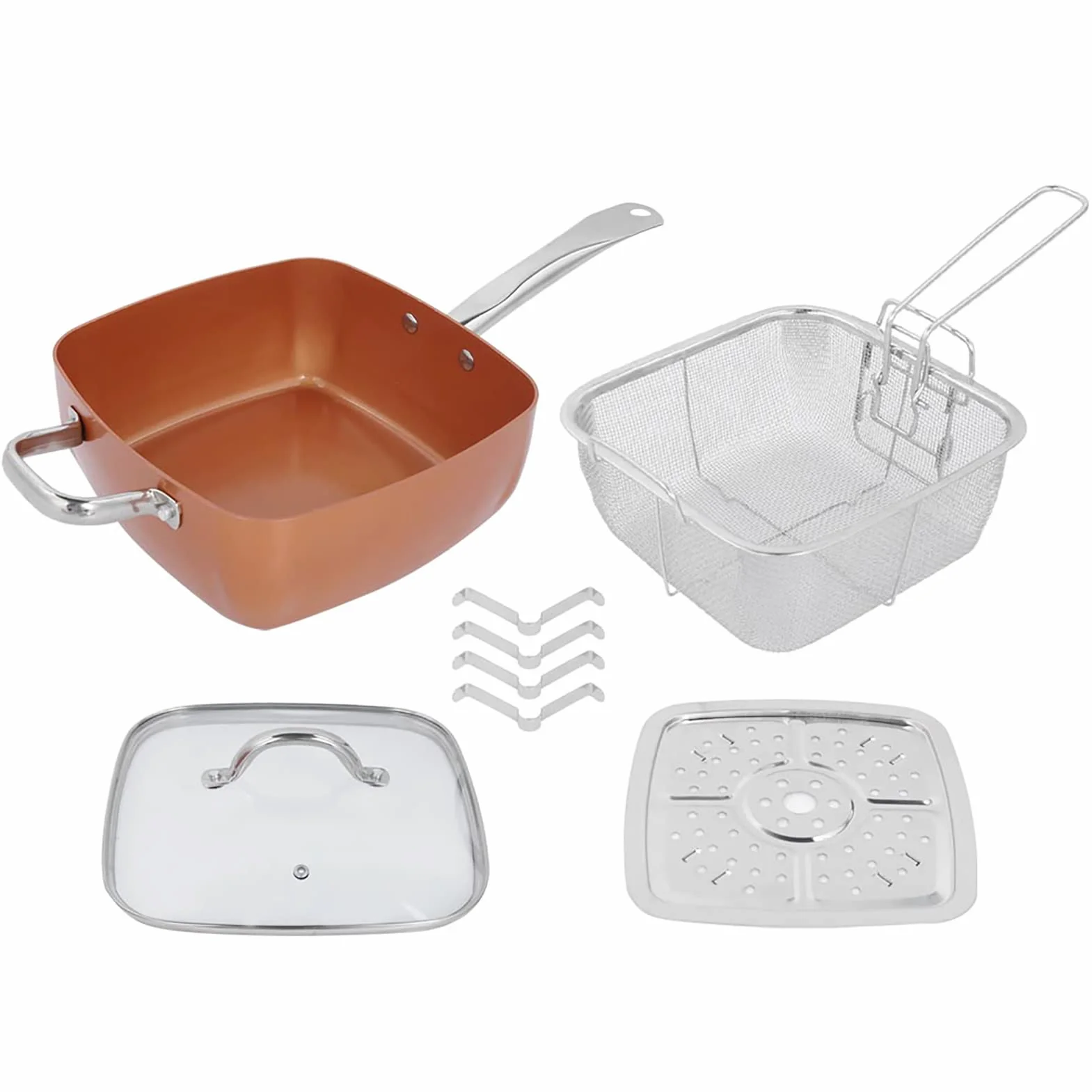 Yinhing Zestaw Naczynia Kuchennego ze Stali Nierdzewnej, Patelnia ze Stali Nierdzewnej + Szkło + Aluminium 4PC/SET STEAL STEL STEL PASKA DO KURKU, STAT, ZIEMATY, WAGŁO