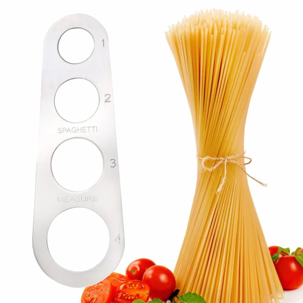 Lmyzcbzl Miernik do Spaghetti ze Stali Nierdzewnej, Miarka do Spaghetti, Miarka do Makaronu ze Stali Nierdzewnej, Z 4 Otworami Pomiarowymi, Pomoc w Kuchni