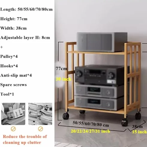 Stojak na multimedia, mały stojak audio wideo, stojak na multimedia, stojak na szafkę stereo, ruchomy odtwarzacz DVD CD odtwarzacz głośników wzmacniacz odbiornik konsole do gier, komponent do