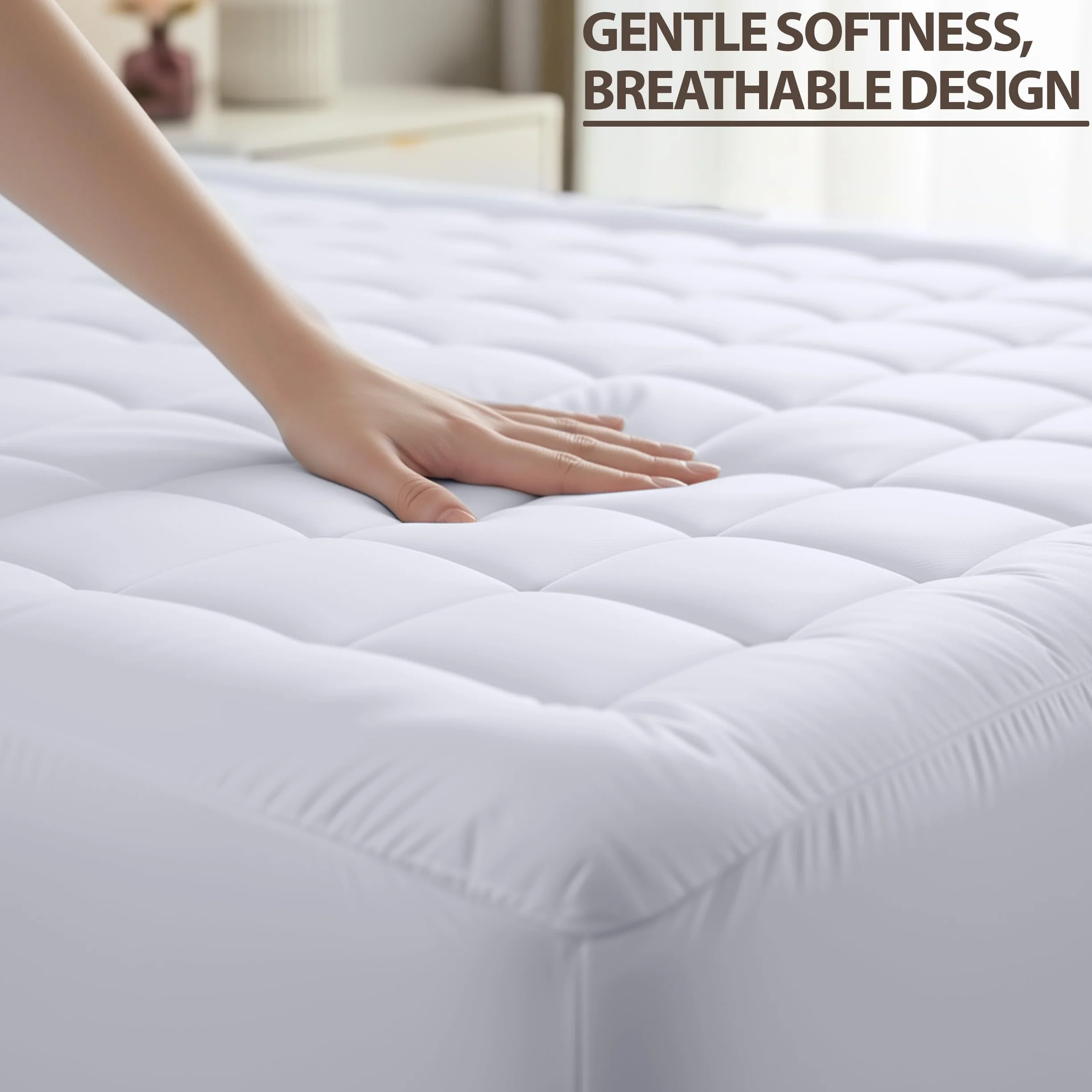 Utopia Bedding Pikowana dopasowana podkładka na materac premium rozmiar queen size - poduszka górna nakładka na materac - elastyczny dopasowany puszysty ochraniacz na materac - pokrowiec na materac