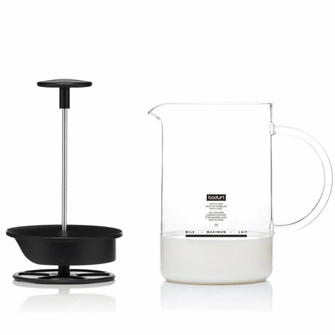 Bodum 1446-01 Latteo Spieniacz Do Mleka Z Uchwytem Szklanym 0.25L Czarny/Przezroczysty