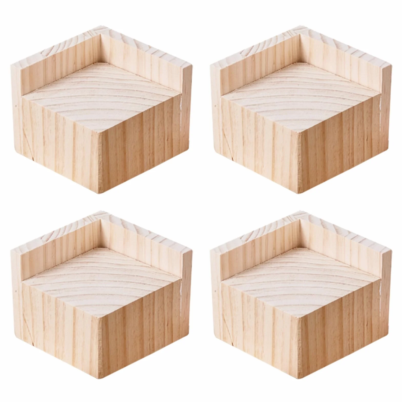 Wytrzymałe podnośniki do mebli z litego drewna, Zestaw 4 stojaków do mebli sosnowych o wysokości 3–20 cm stolika przy łóżku(A 15cmIncrease Height 15cm)