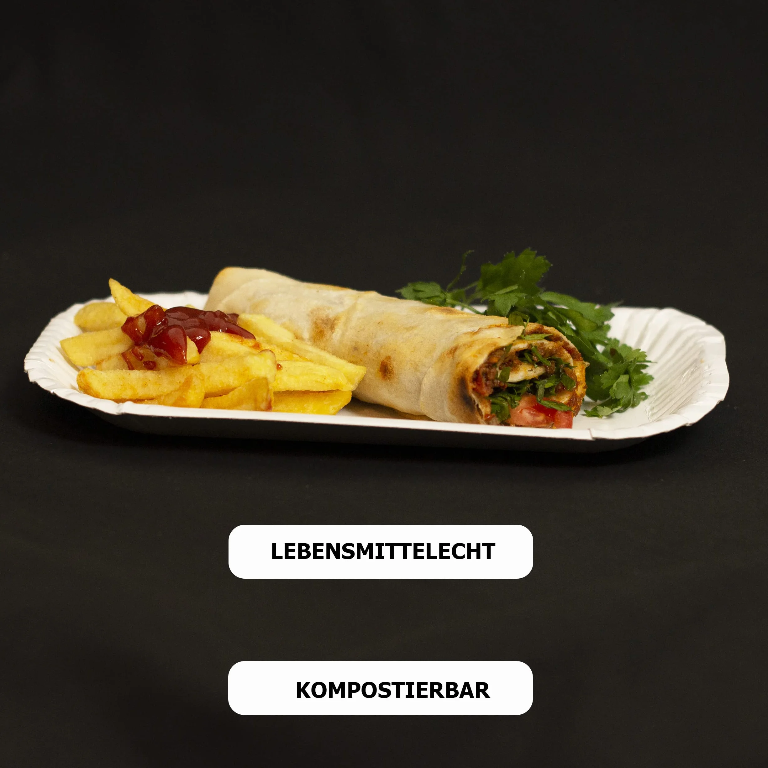 Commerline 1000 sztuk prostokątnych talerzy papierowych KU60, talerze jednorazowe na imprezę i do gastronomii, przyjazne dla środowiska naczynia jednorazowe, stabilne talerze do serwowania i talerze