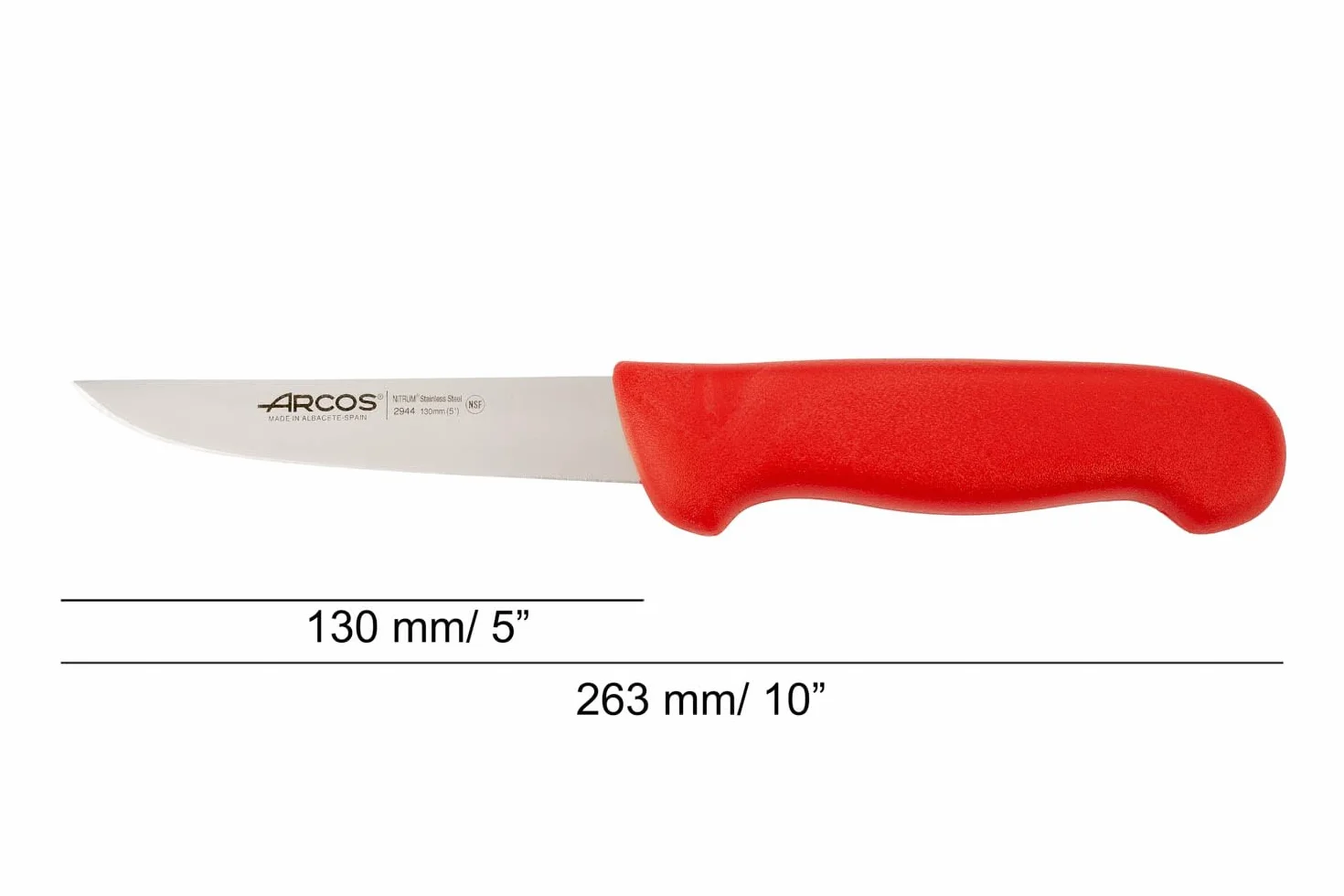 Arcos 294422 seria 2900-boning nóż nóż nitrm 130 mm (5,12 cala) - uchwyt polipropylenowy czerwony kolor, stal nierdzewna 18/8
