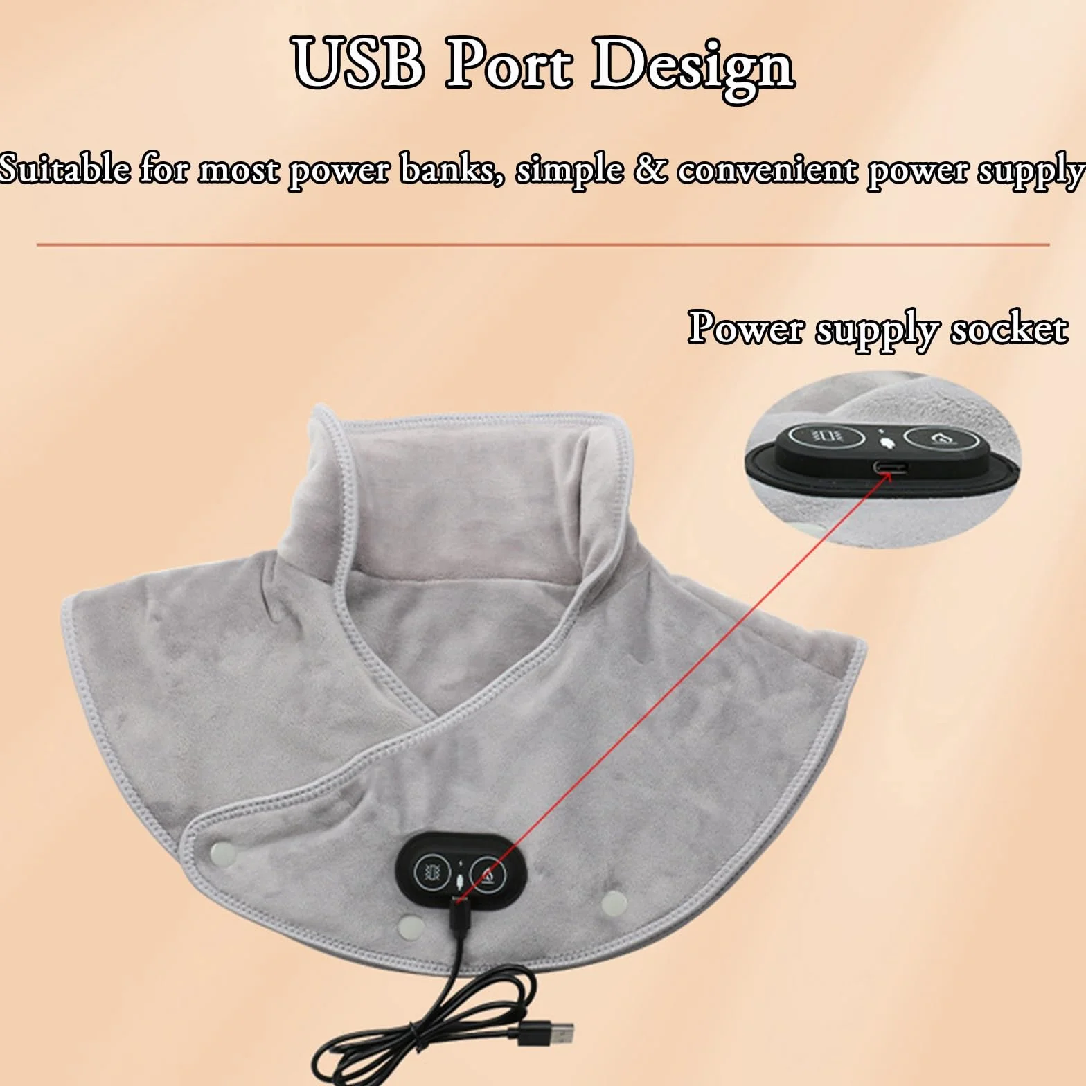Portable Cordless Heating Pad for Neck Shoulder,USB Heating Pad Shawl Heat Pad Cordless Electric Neck Heater Neck Heating Pad for Neck and Shoulders Cordless Electric Heating Pad