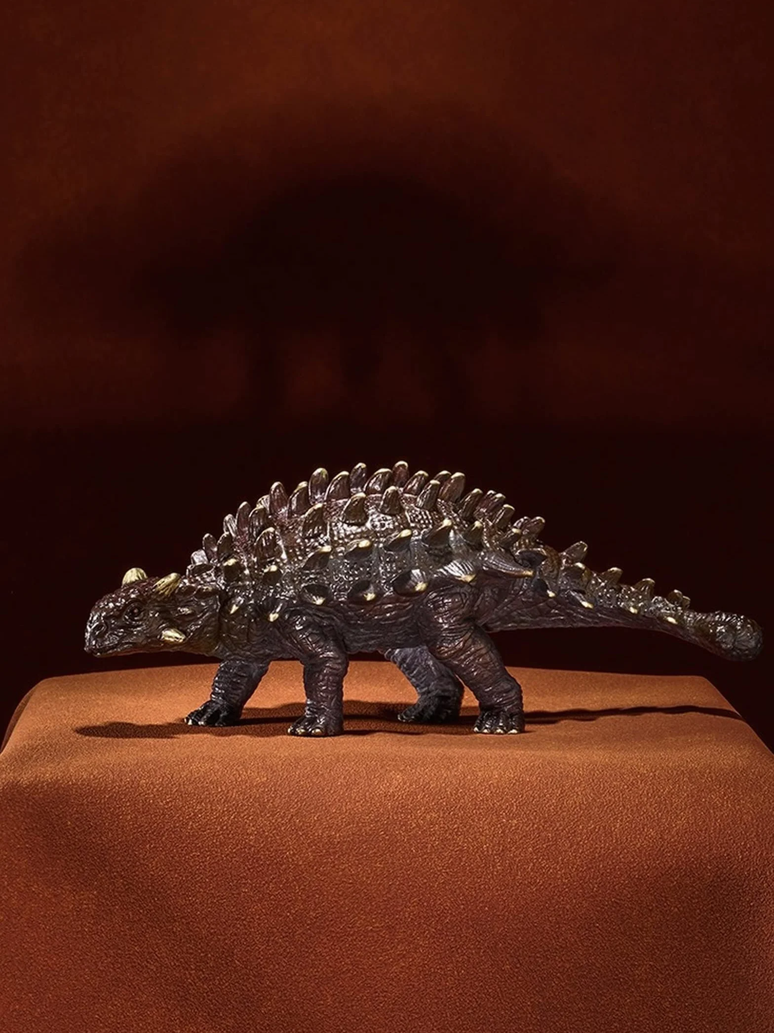 Mosiężna Figurka Stołowa Dinozaura, Jurajska Statua Ankylozaura, Dekoracyjna Ozdoba Do Gabinetu, Kolekcja Brązowych Rzeźb Bydła