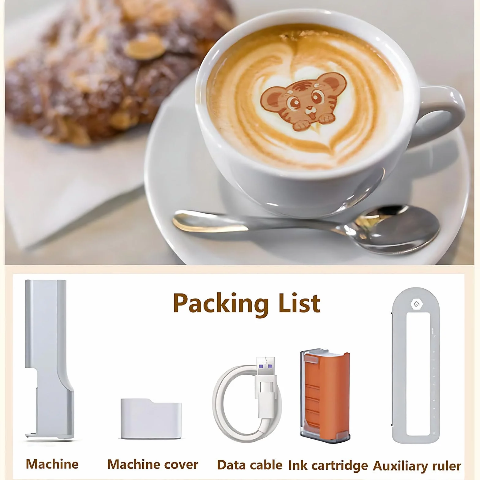 Mini Drukarka Do Kawy Z Jadalnym Tuszem Przenośna Drukarka Jadalna Przenośna Drukarka Do Pianki Z Mleka, Makaroników I Ciastek – Pisak Latte Art Red