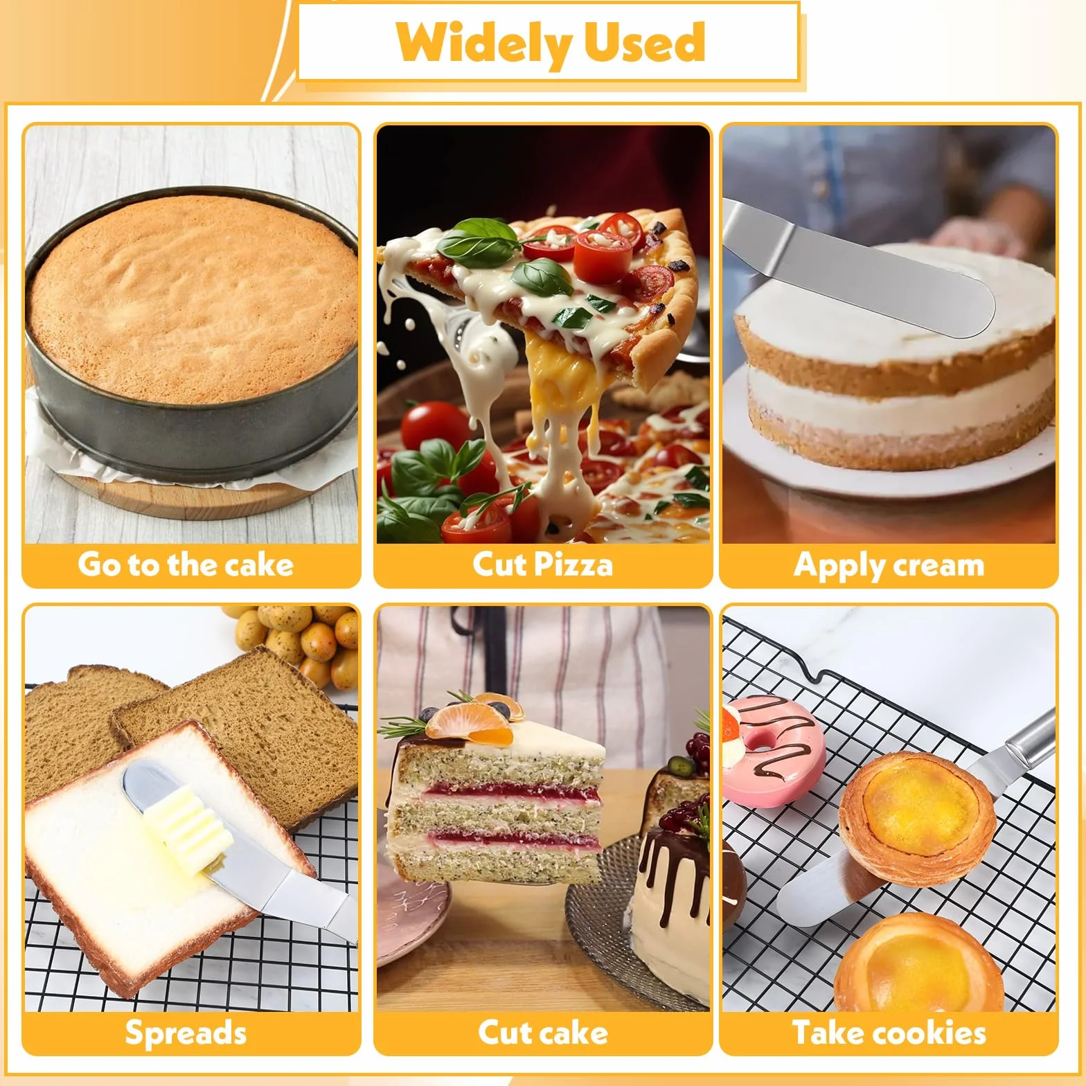 Nogeqi 2 sztuki duża paleta kątowa do tortów, stal nierdzewna, do wygładzania, srebrnych noży do tortów, tortów, tortów, tortów, tortów, do dekoracji i dekoracji