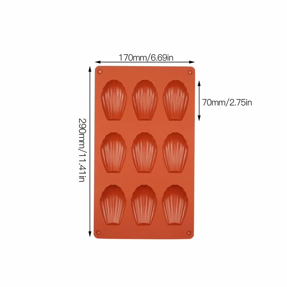 Zestaw 2 silikonowych foremek do ciast Madeleine z musu czekoladowego (18 otworów, czerwony)